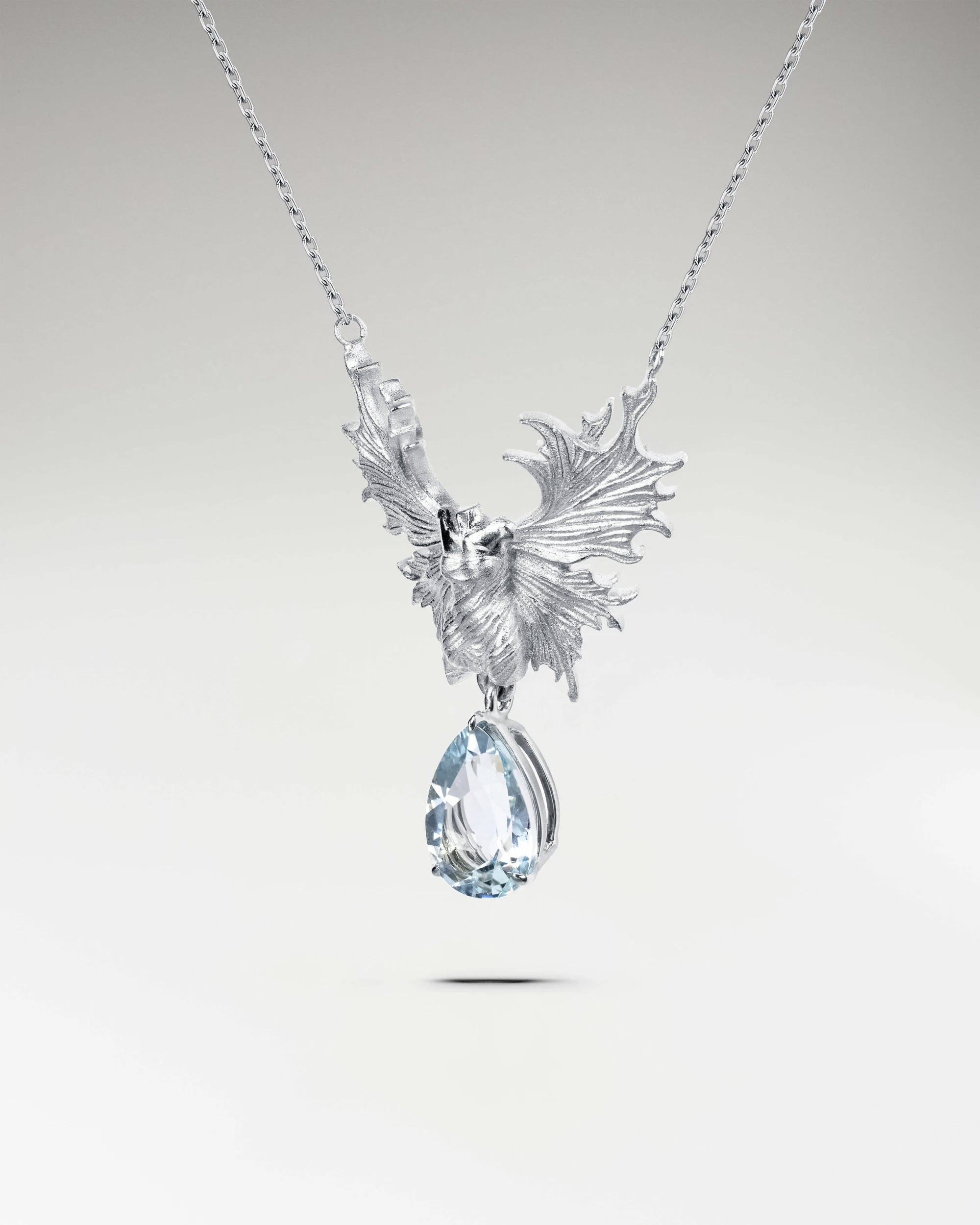 Guardian Angel Necklace In Gold Vermeil With Blue Topaz