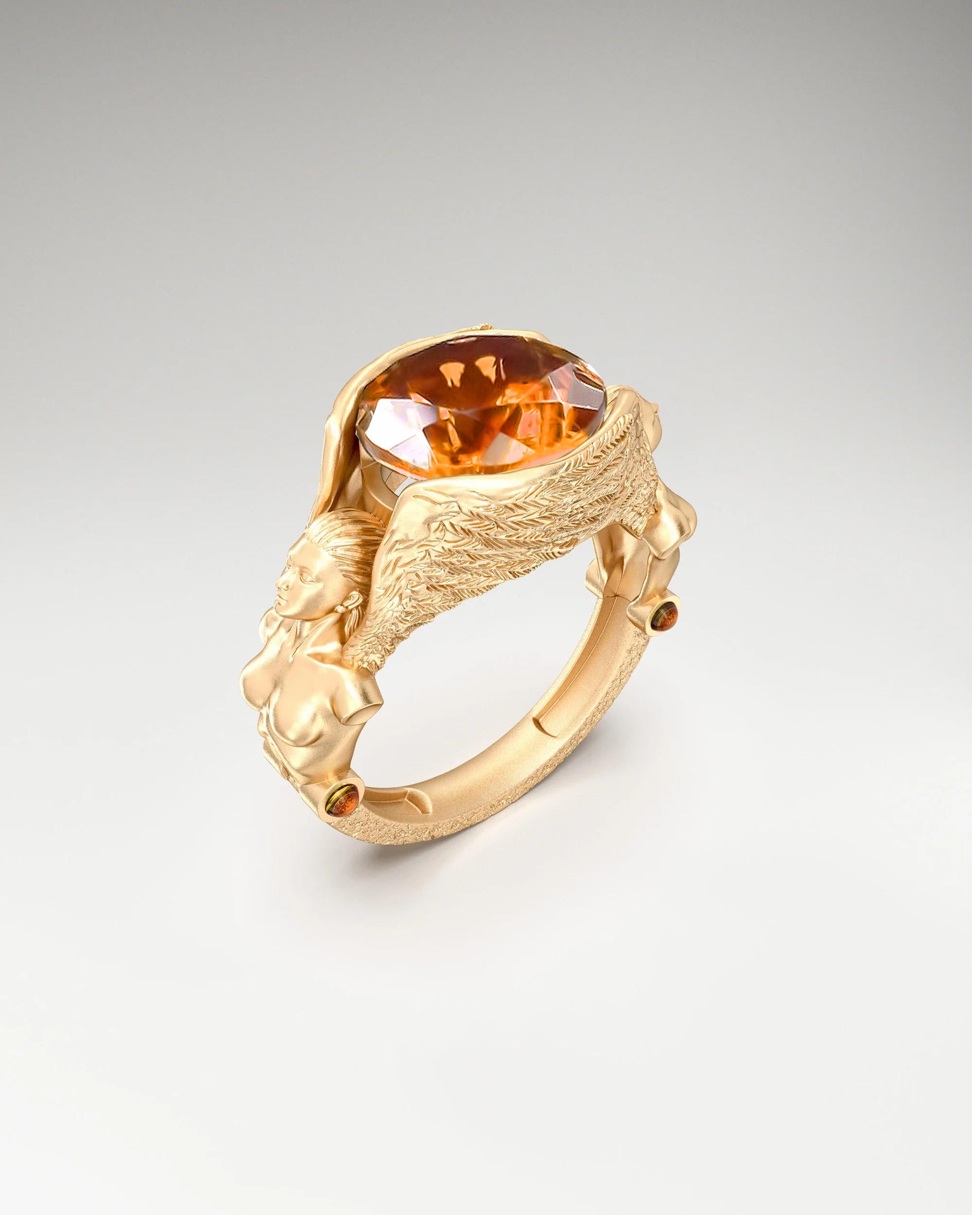 Great Angel Ring In Sterling Silver With Citrine