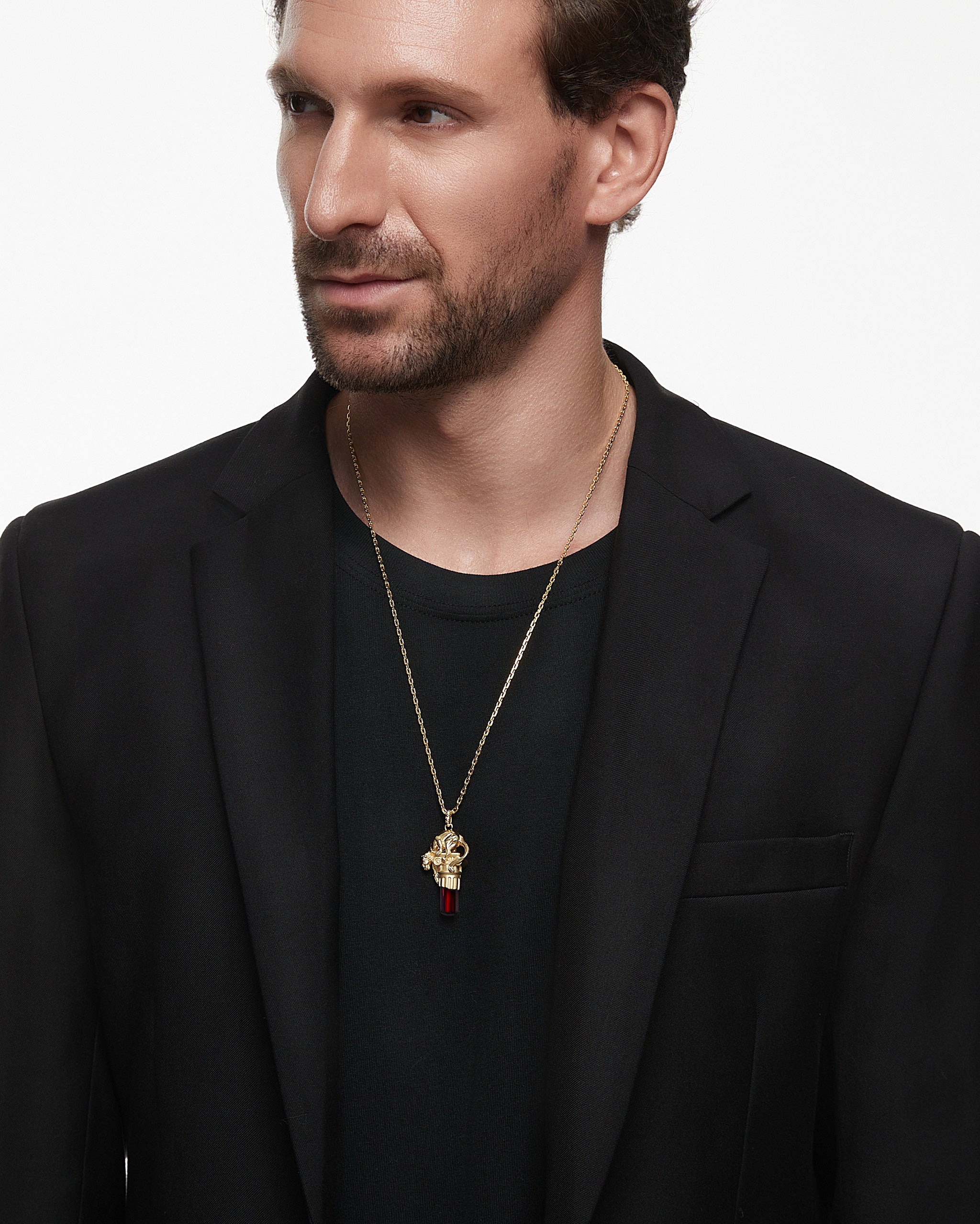 Panther's Gaze ペンダント ネックレス (スターリングシルバーとガーネット)