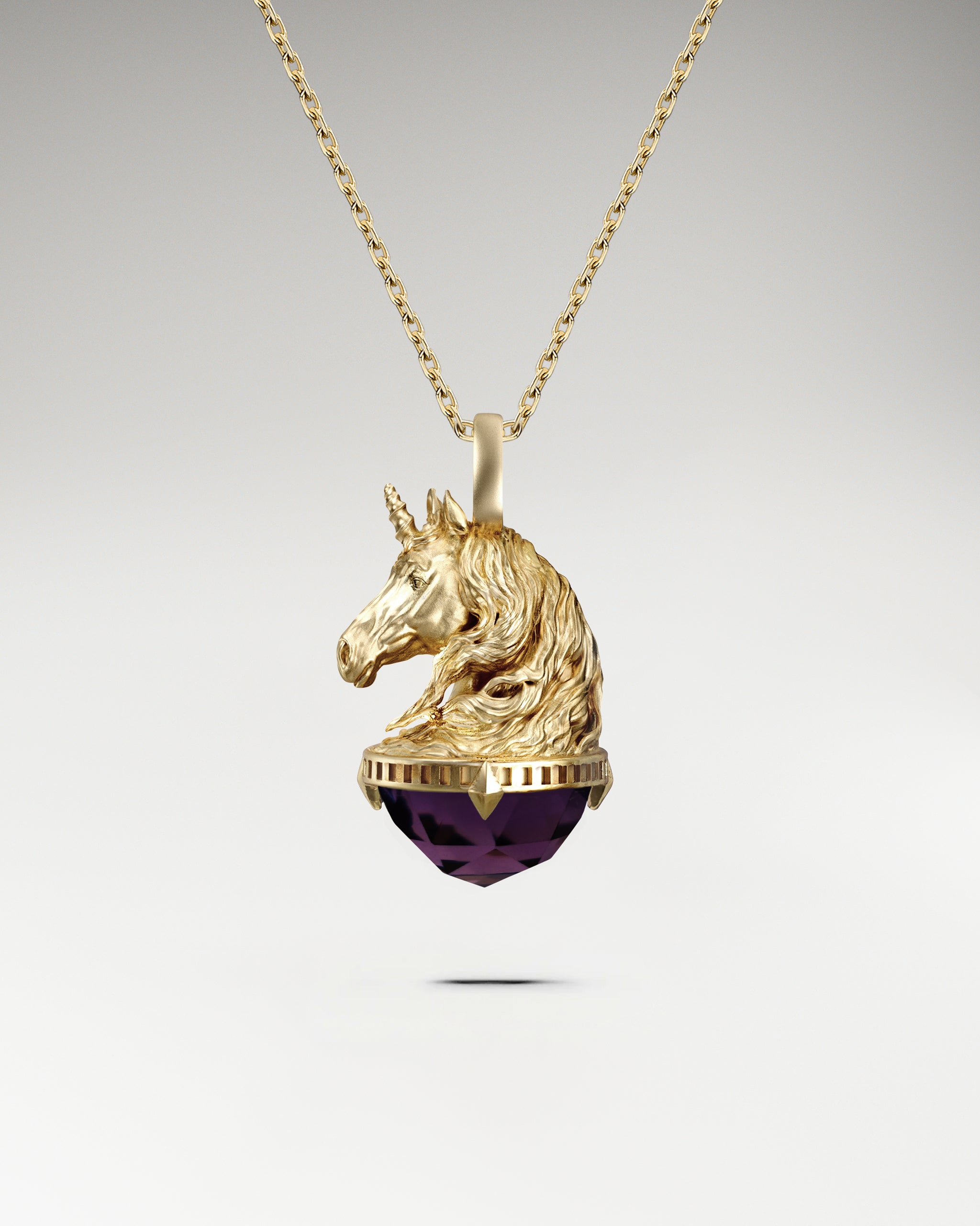Monokeros Pendant In Sterling Silver With Amethyst