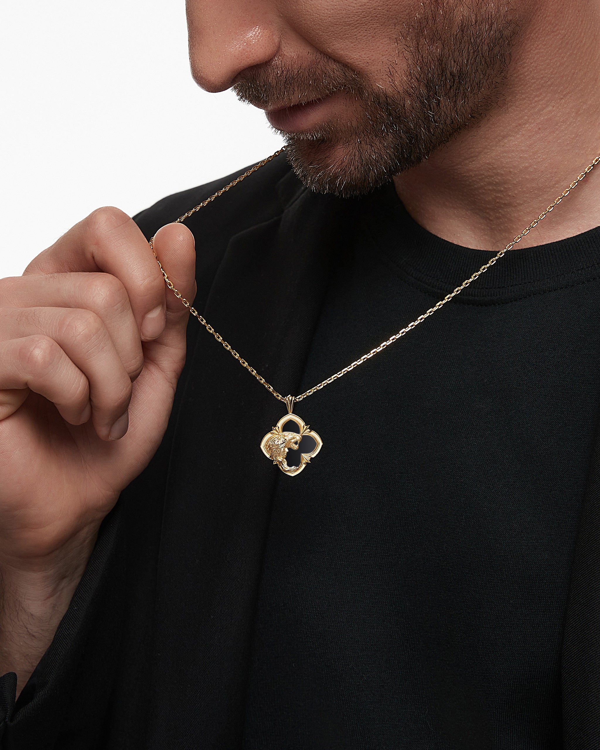 Wild Encounter ペンダント ネックレス (ブラック アゲート付きスターリングシルバー)