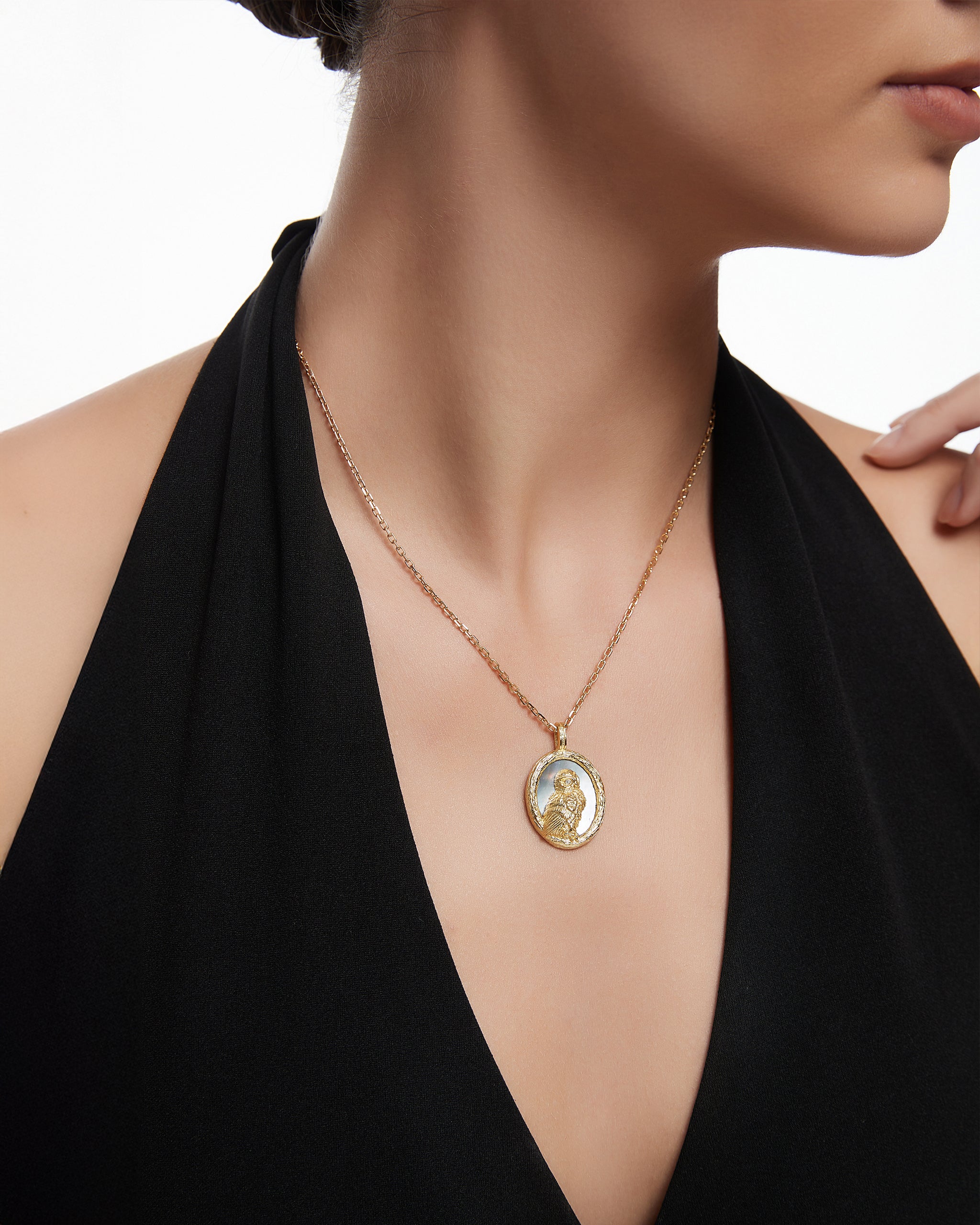 Collar de elfo del bosque en plata de ley con nácar negro