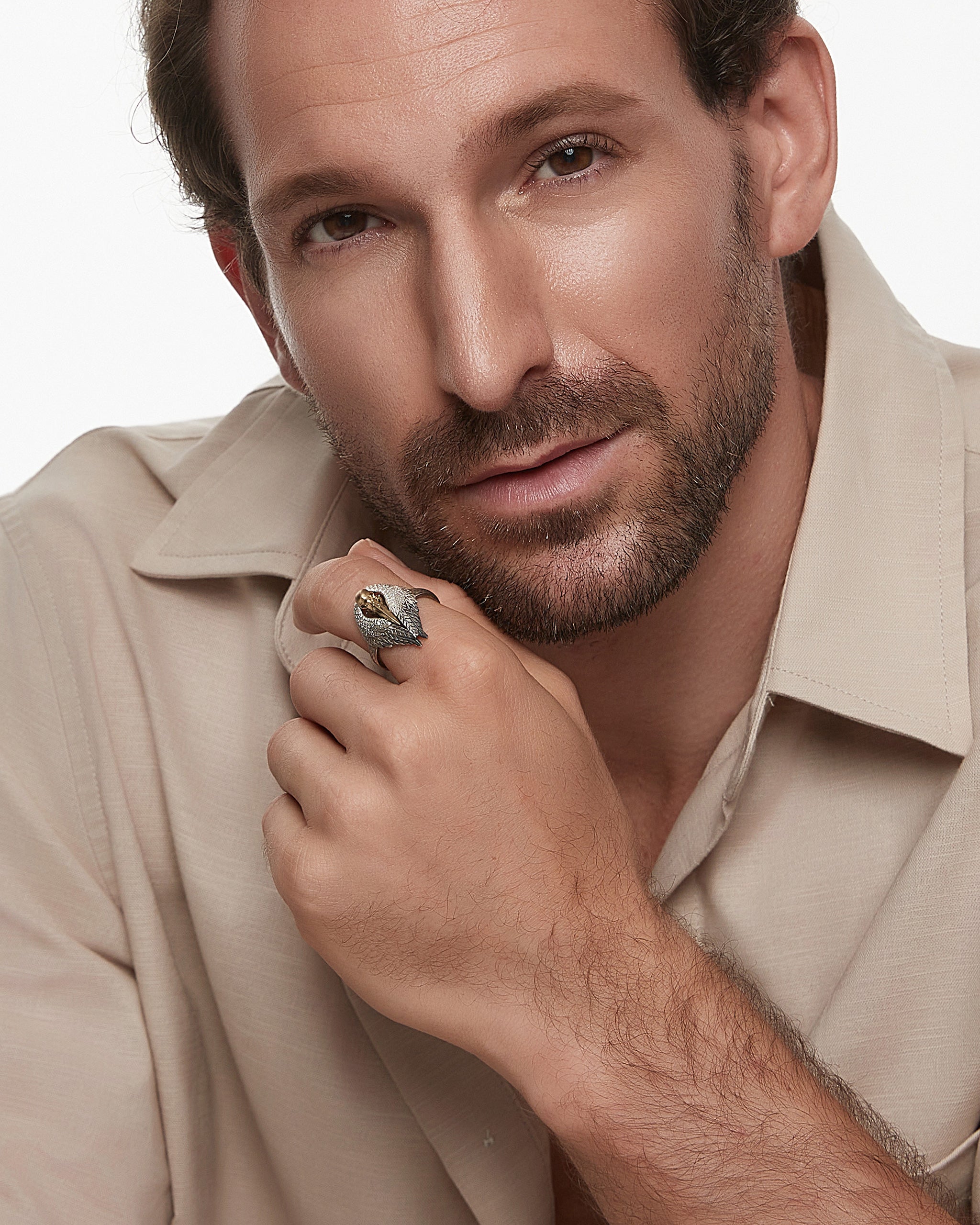 Feathered Relic Ring In Sterling Silver