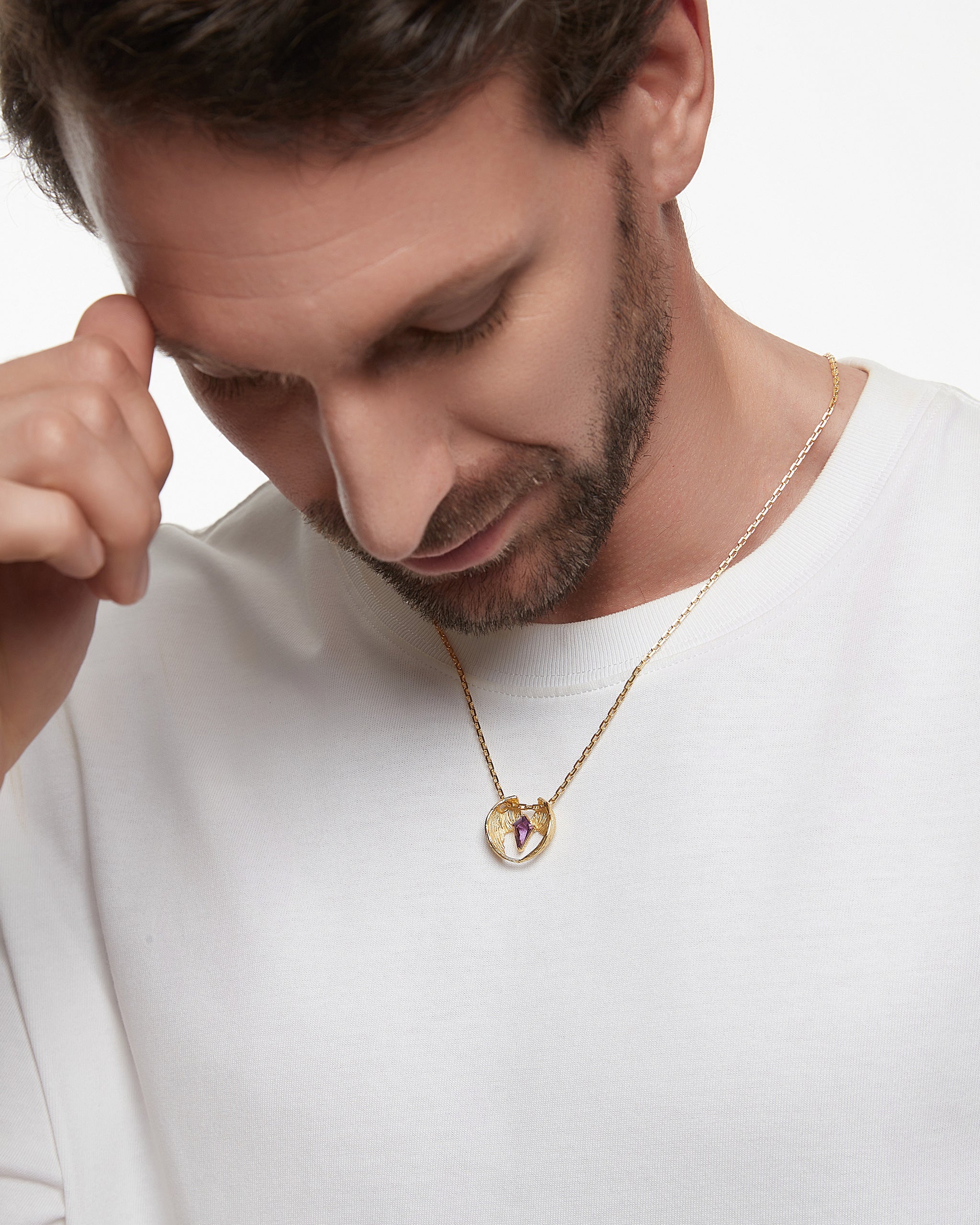 Colgante Alas De Caballero En Plata De Ley Con Amatista