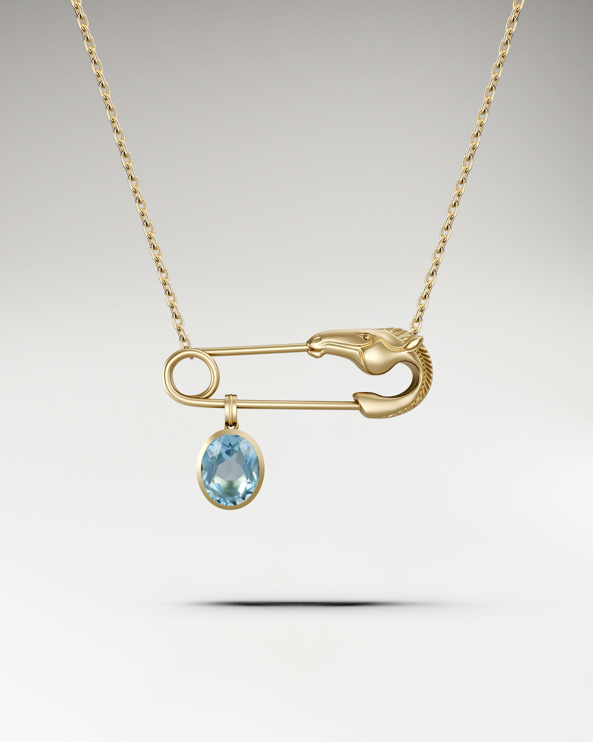 Pendentif Équitation en argent sterling avec topaze