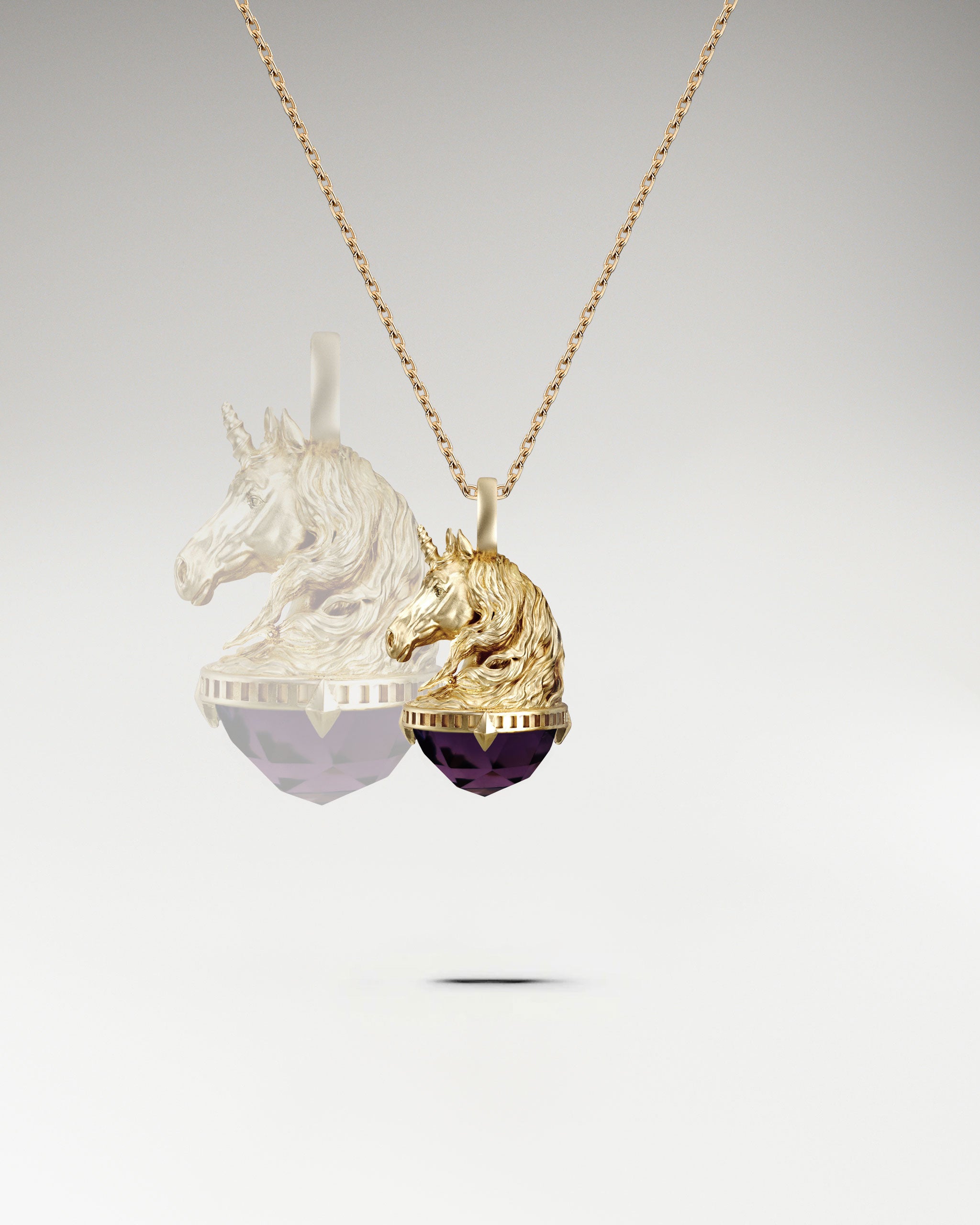 Monokeros Mini Pendant In Sterling Silver With Amethyst