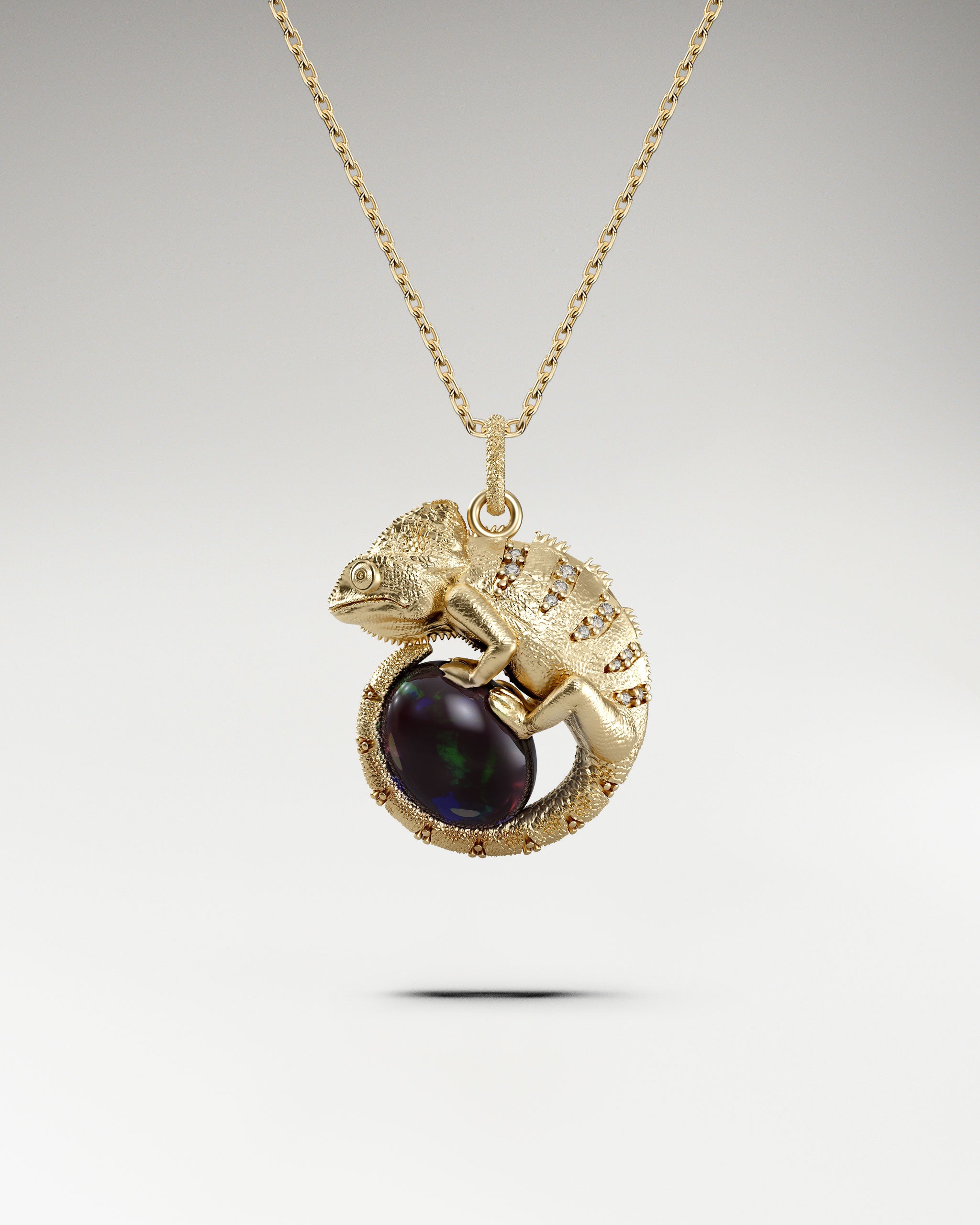 Chameleon’s Embrace Pendant In Gold Vermeil With Opal