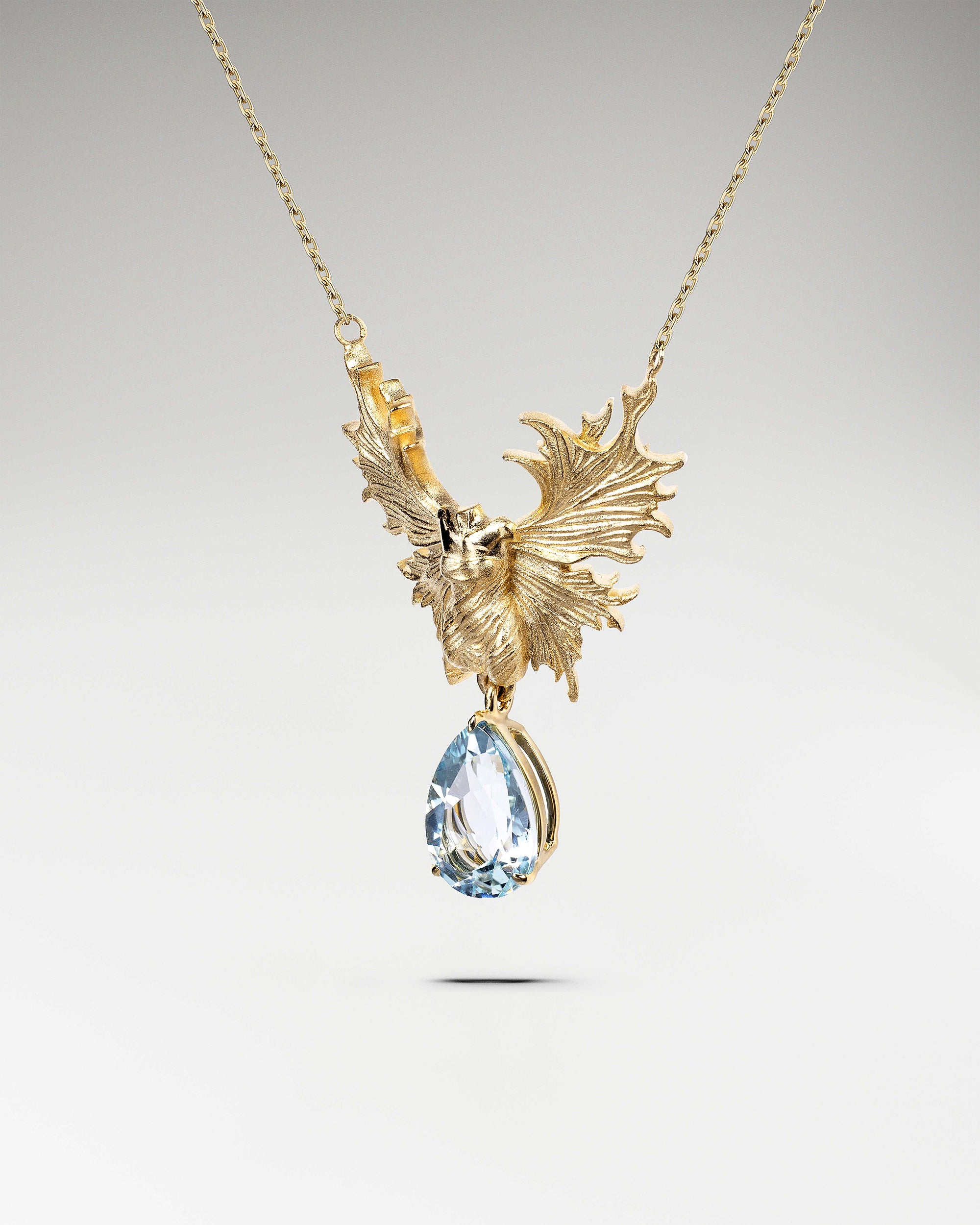 Guardian Angel Necklace In Gold Vermeil With Blue Topaz