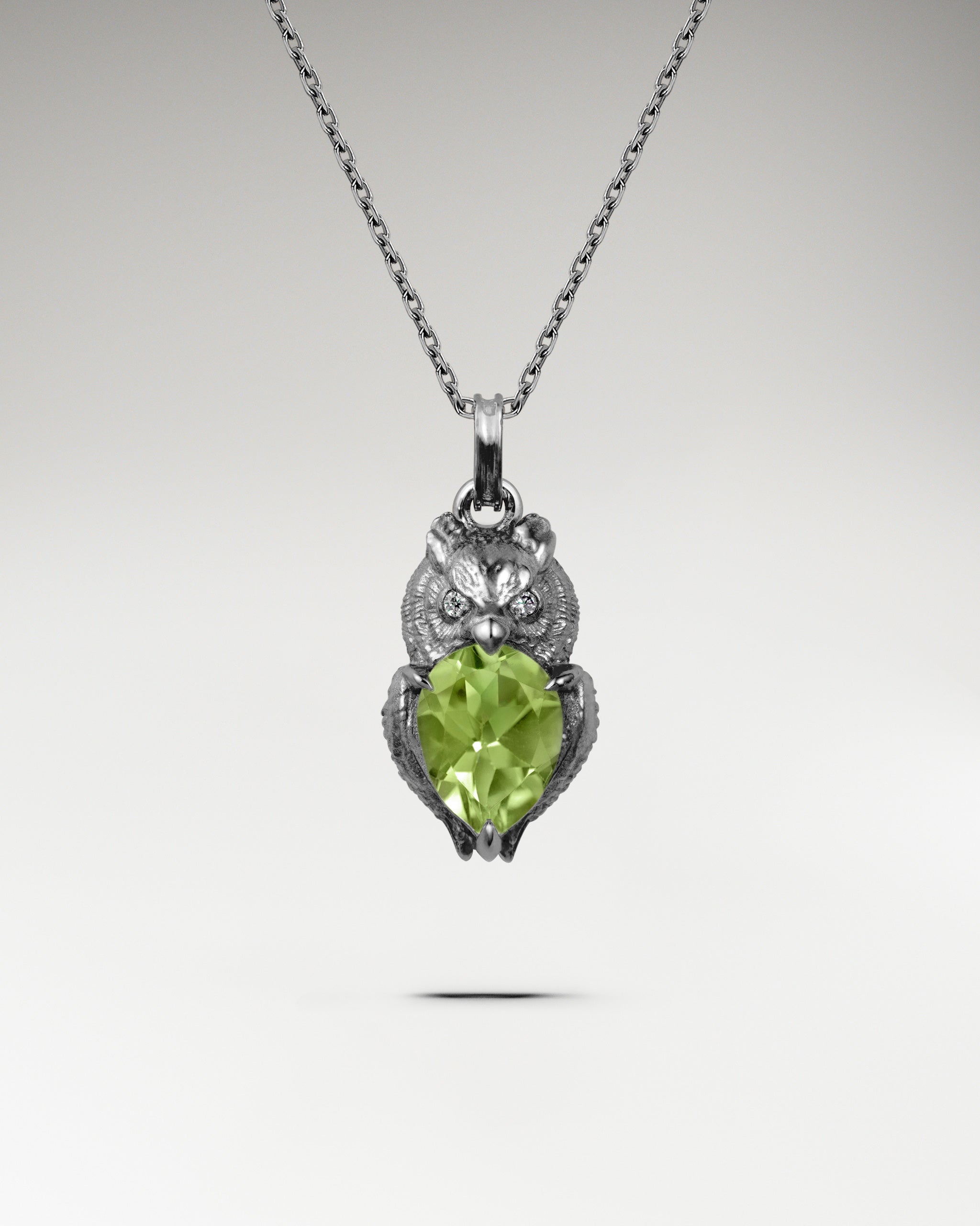 Wisdom Owl Necklace In Sterling Silver With Topaz