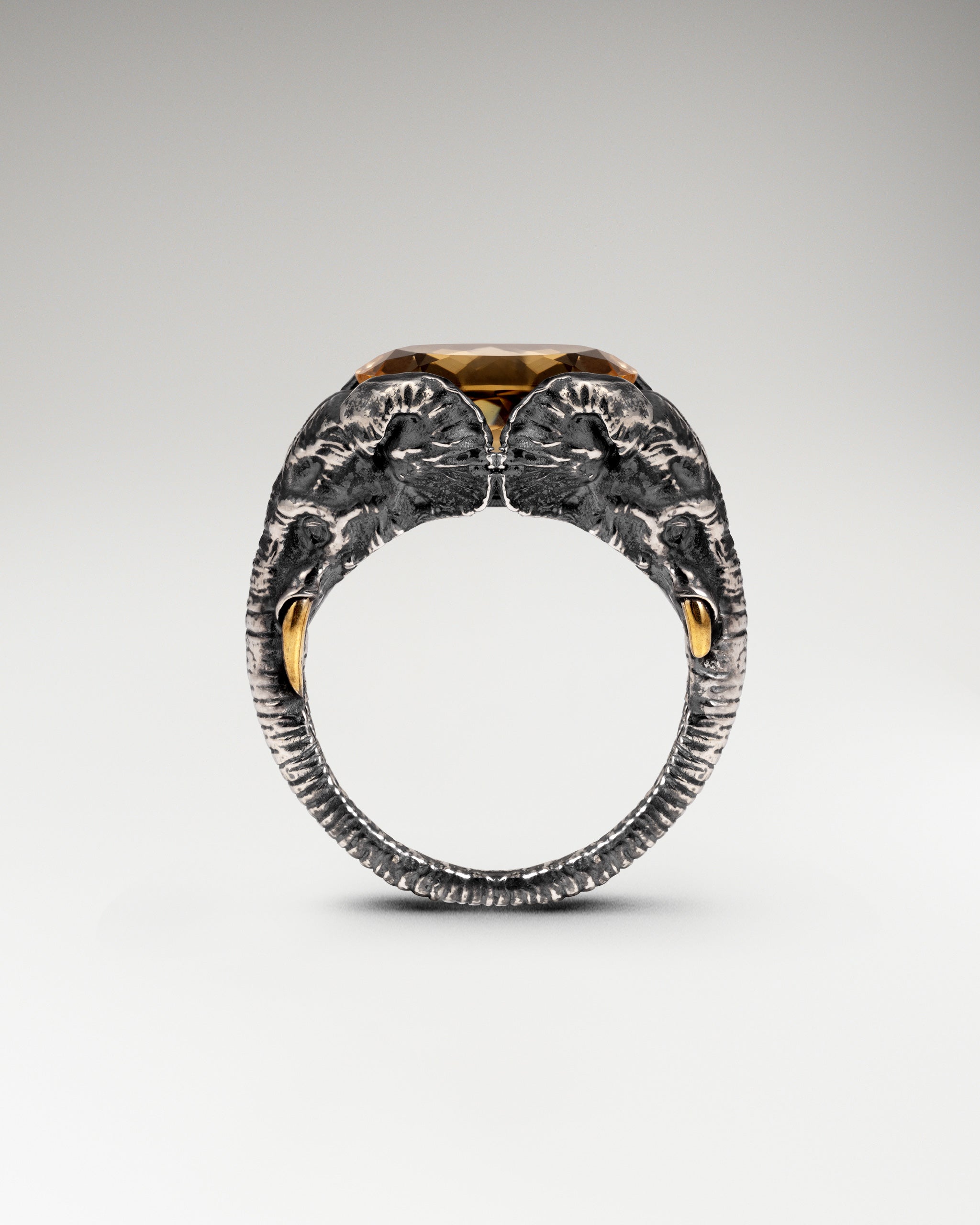 Anello Wild Ranging in argento sterling e agata nera con moissanite