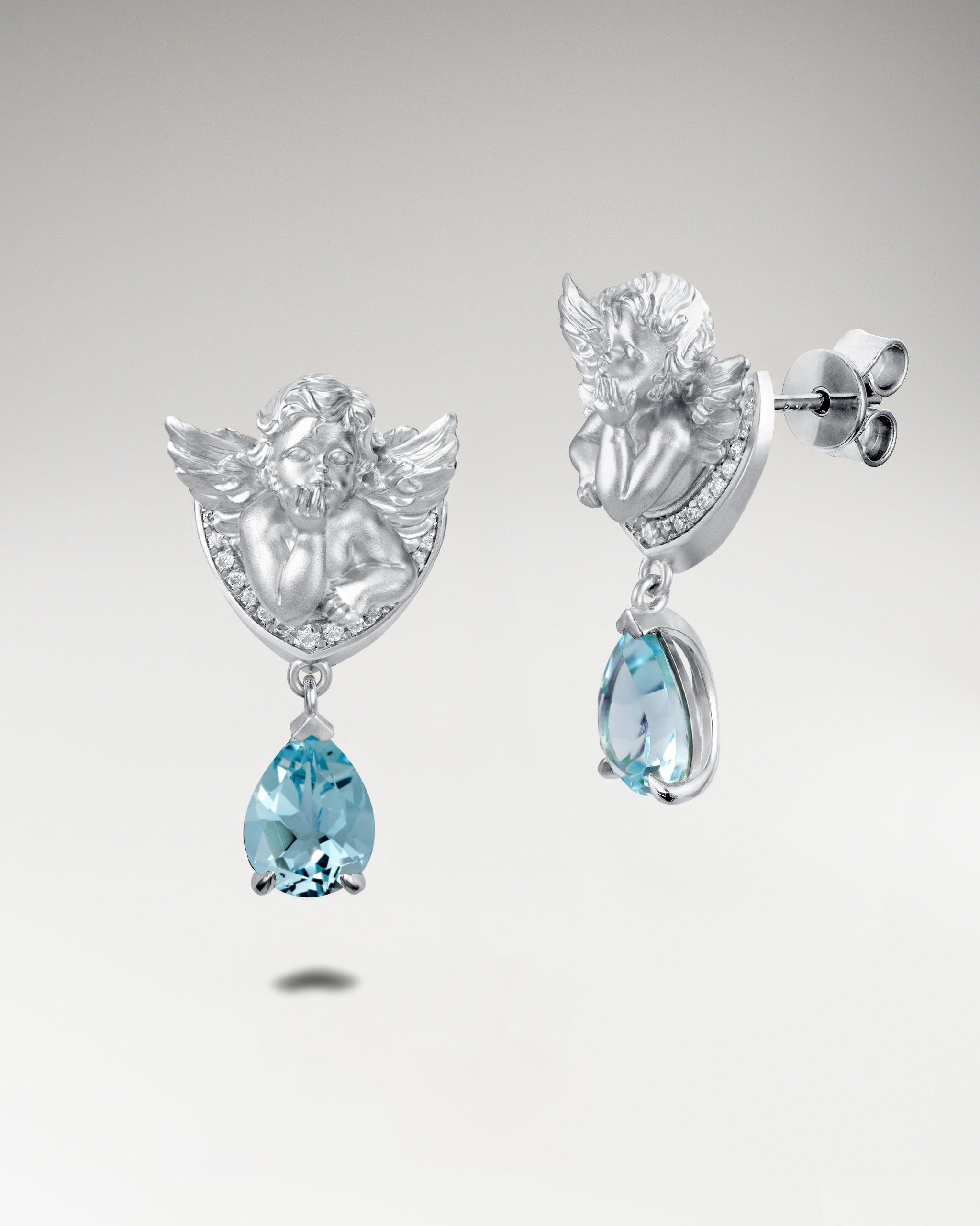 Amor-Ohrhänger aus Sterlingsilber mit Topas