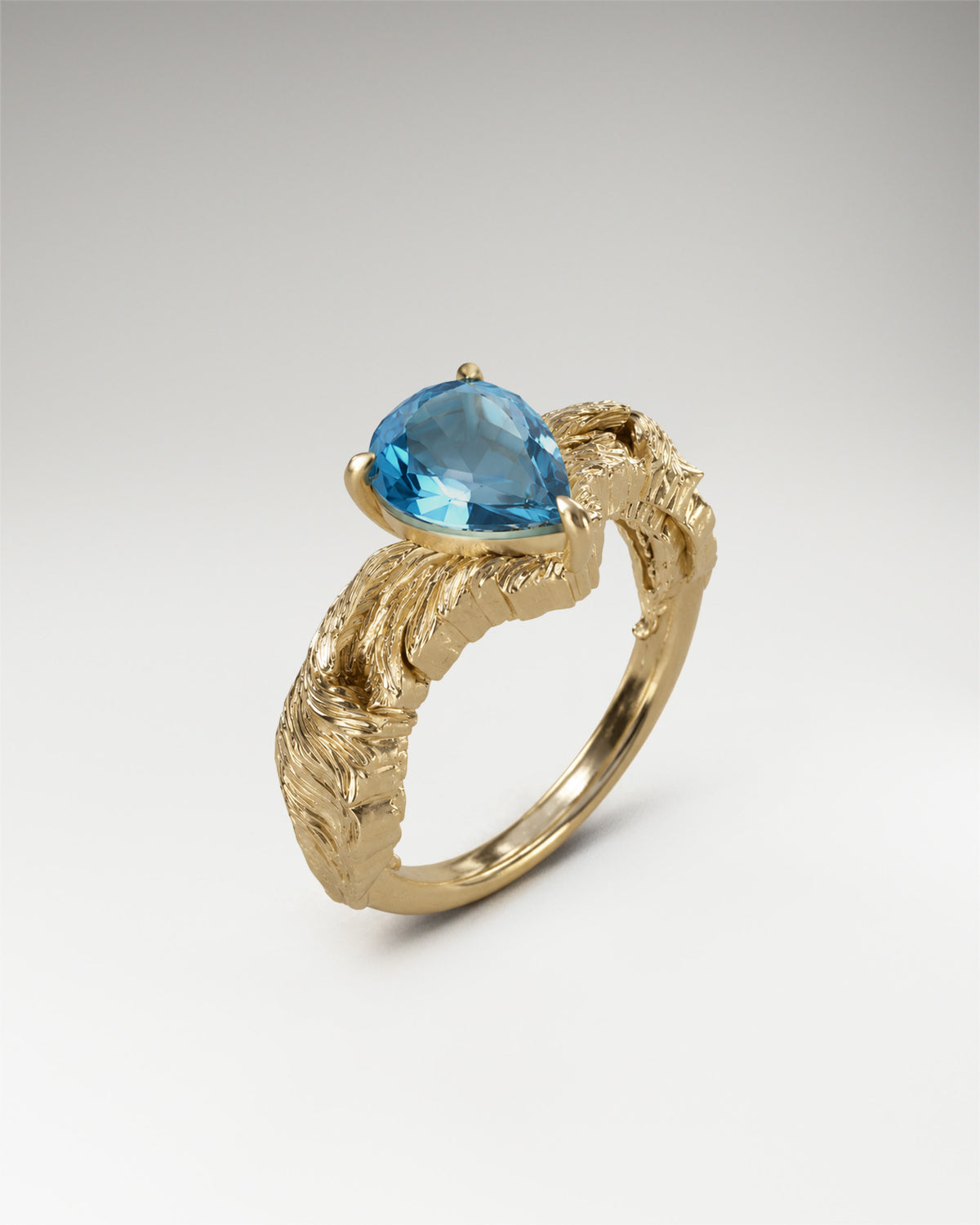 Angel Wing Ring In Sterling Silver With Topaz