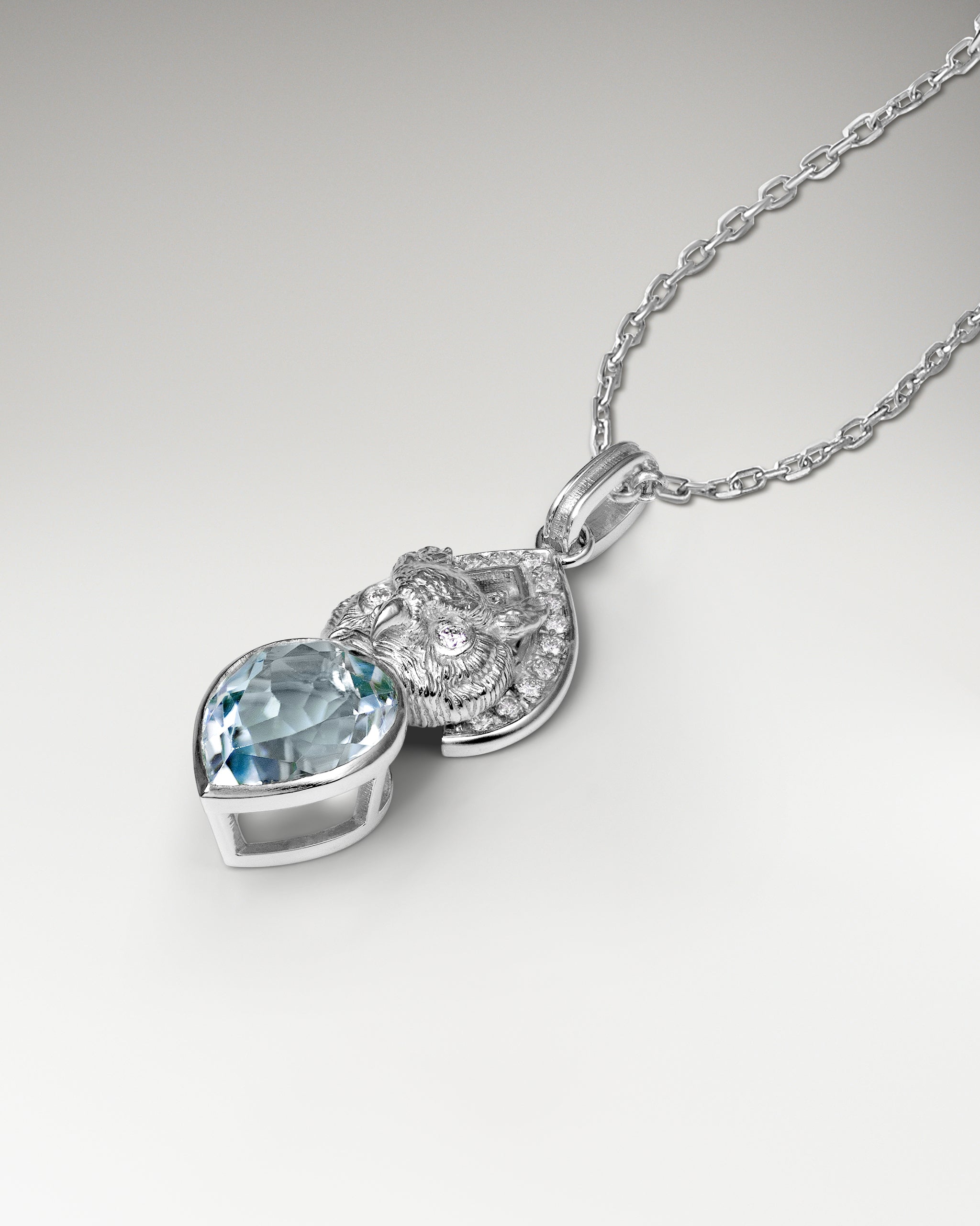 Wisdom Owl Necklace In Gold Vermeil With Blue Topaz