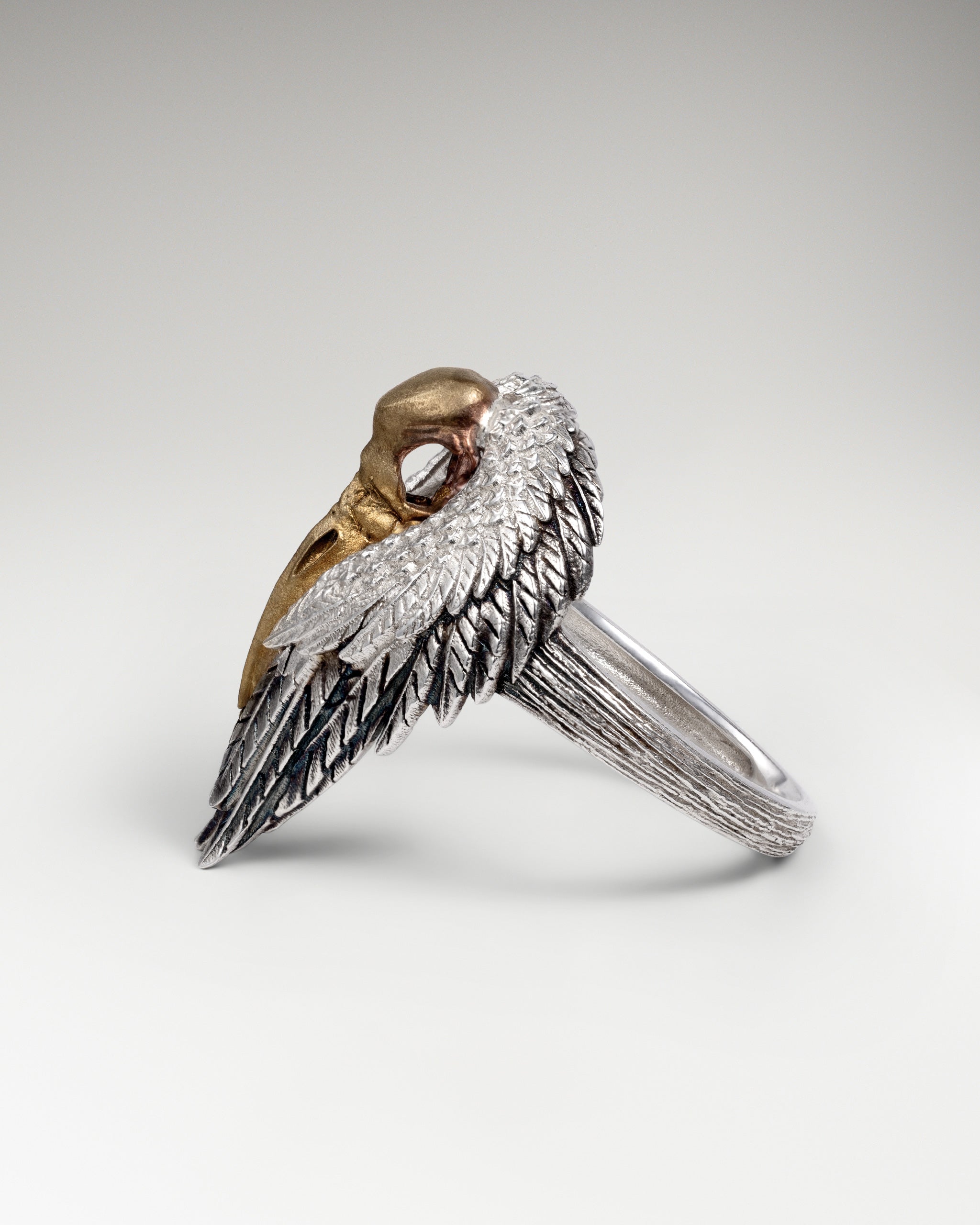 Feathered Relic Ring In Sterling Silver