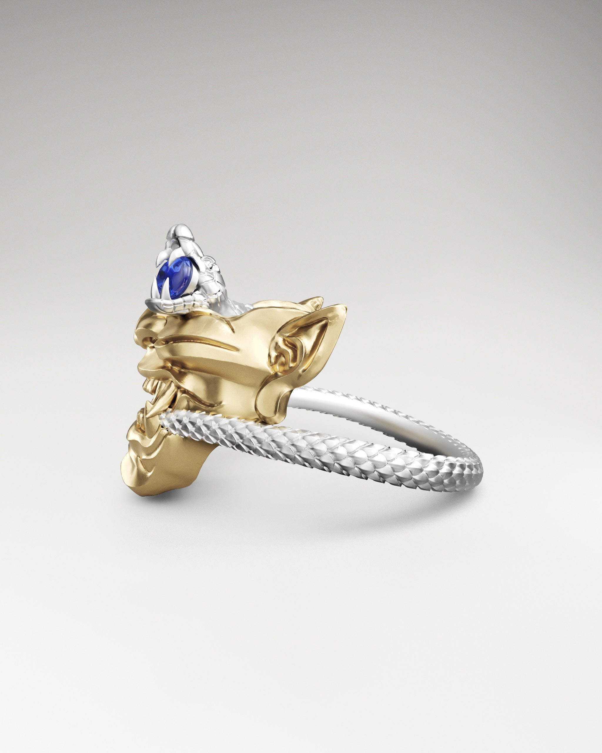 Orochi's Noh Ring In Sterling Silver With Sapphire