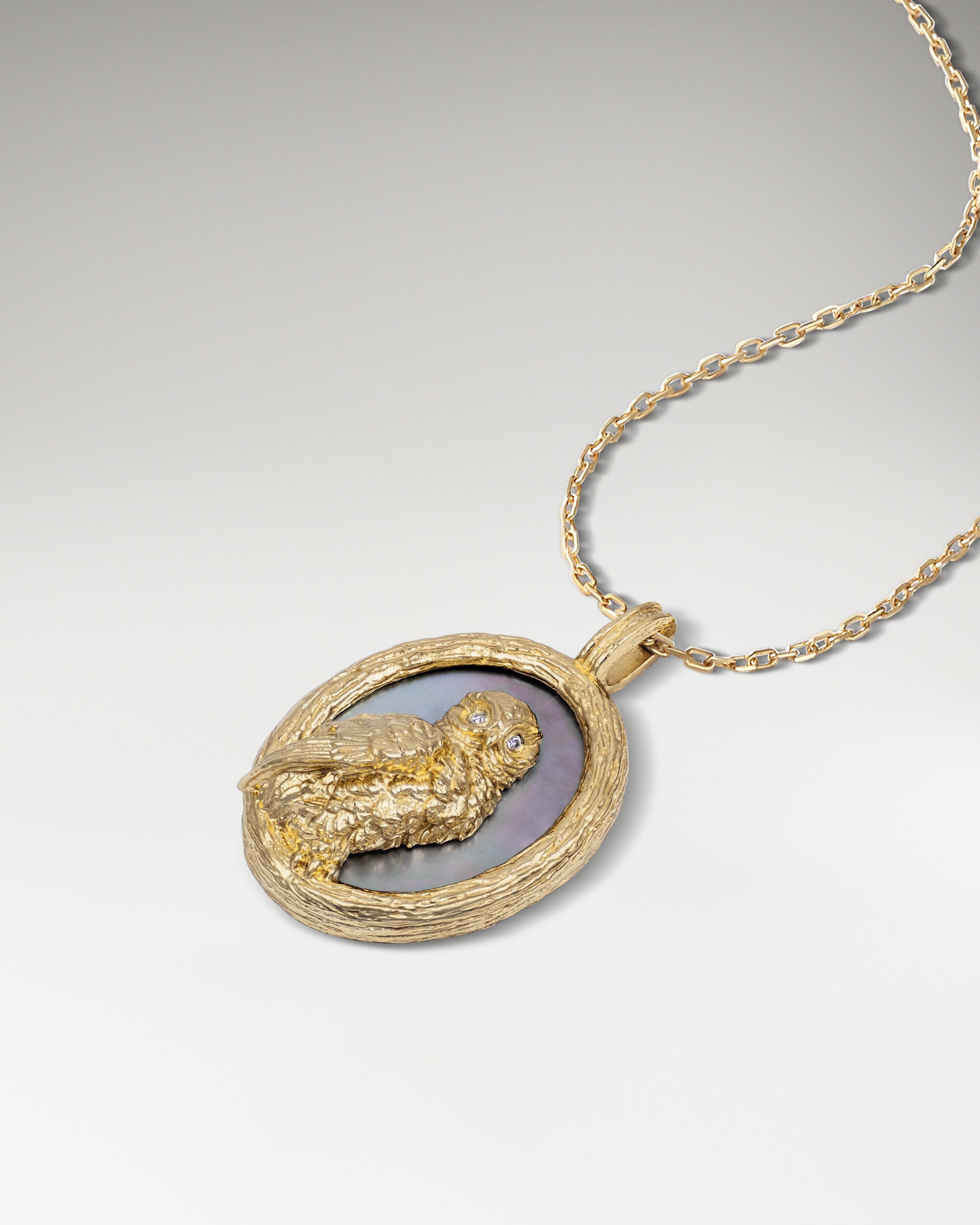 Collier Elfe des Forêts En Argent Sterling Avec Nacre Noire