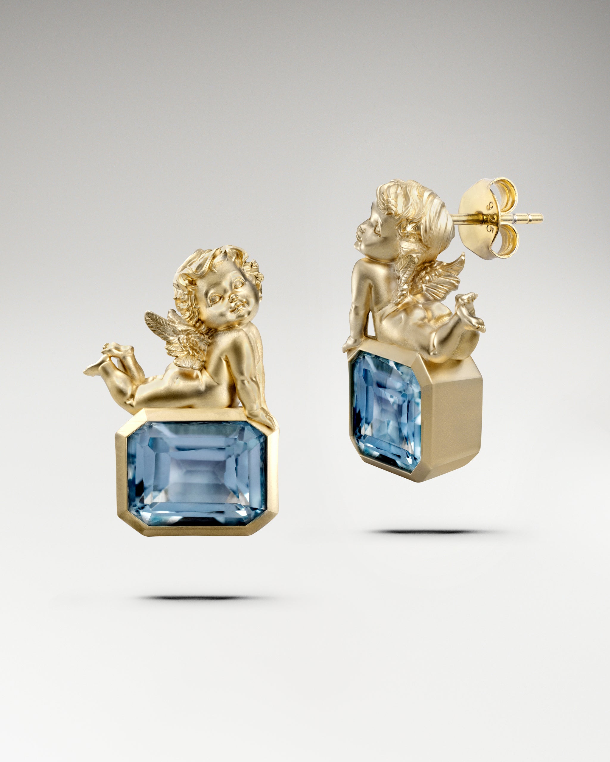 Amor-Ohrhänger aus Sterlingsilber mit Topas