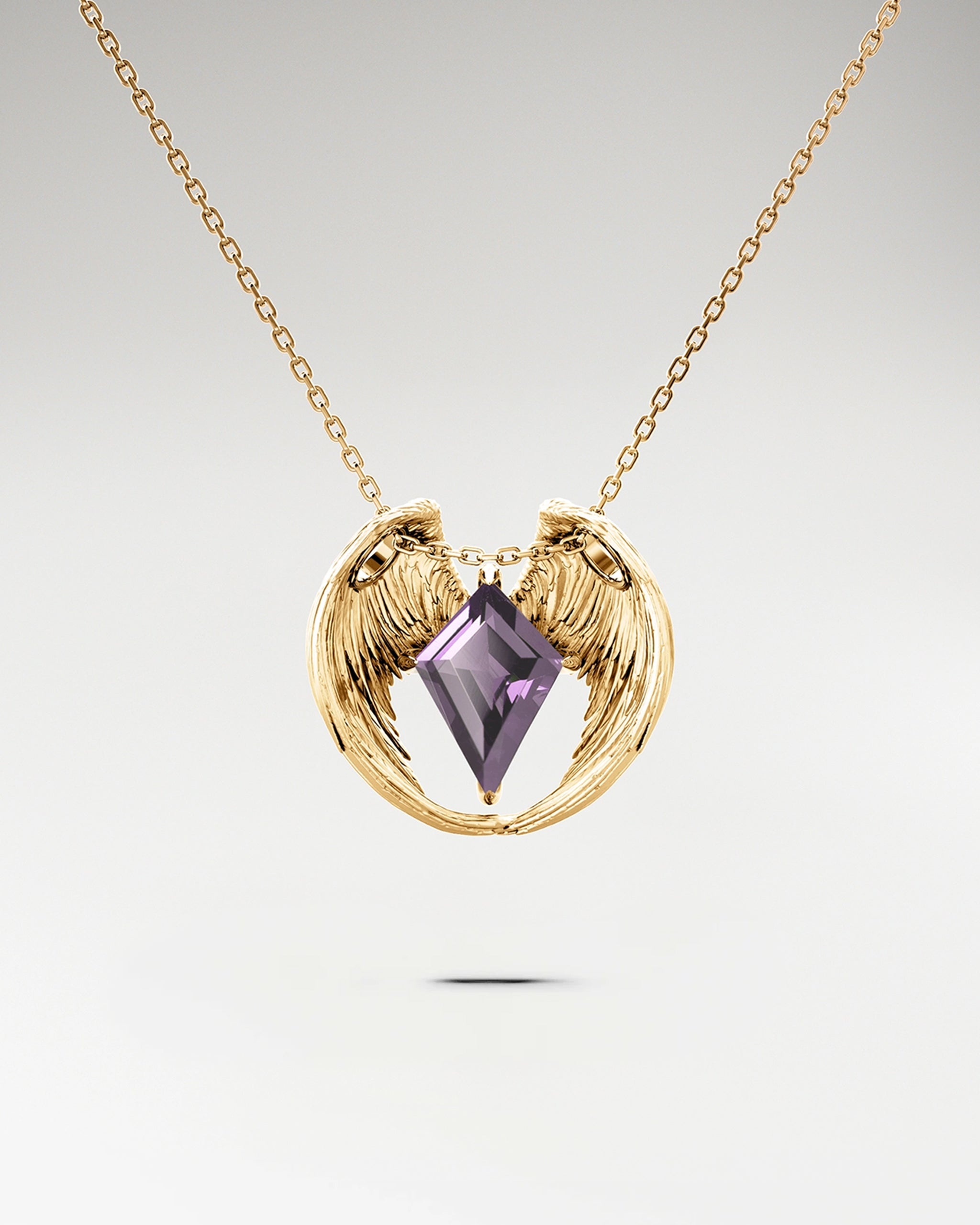 Colgante Alas De Caballero En Plata De Ley Con Amatista