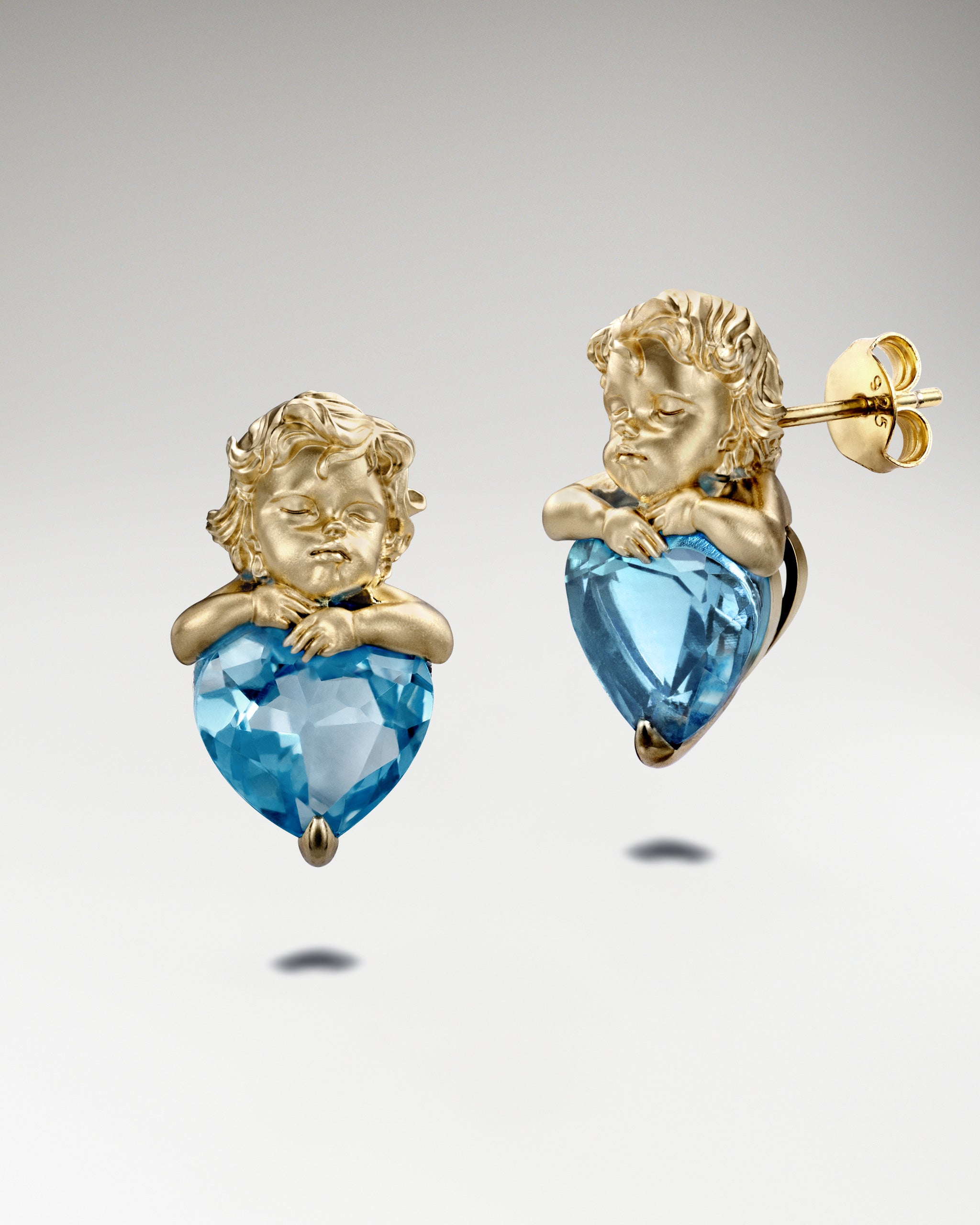 Amor-Ohrhänger aus Sterlingsilber mit Topas