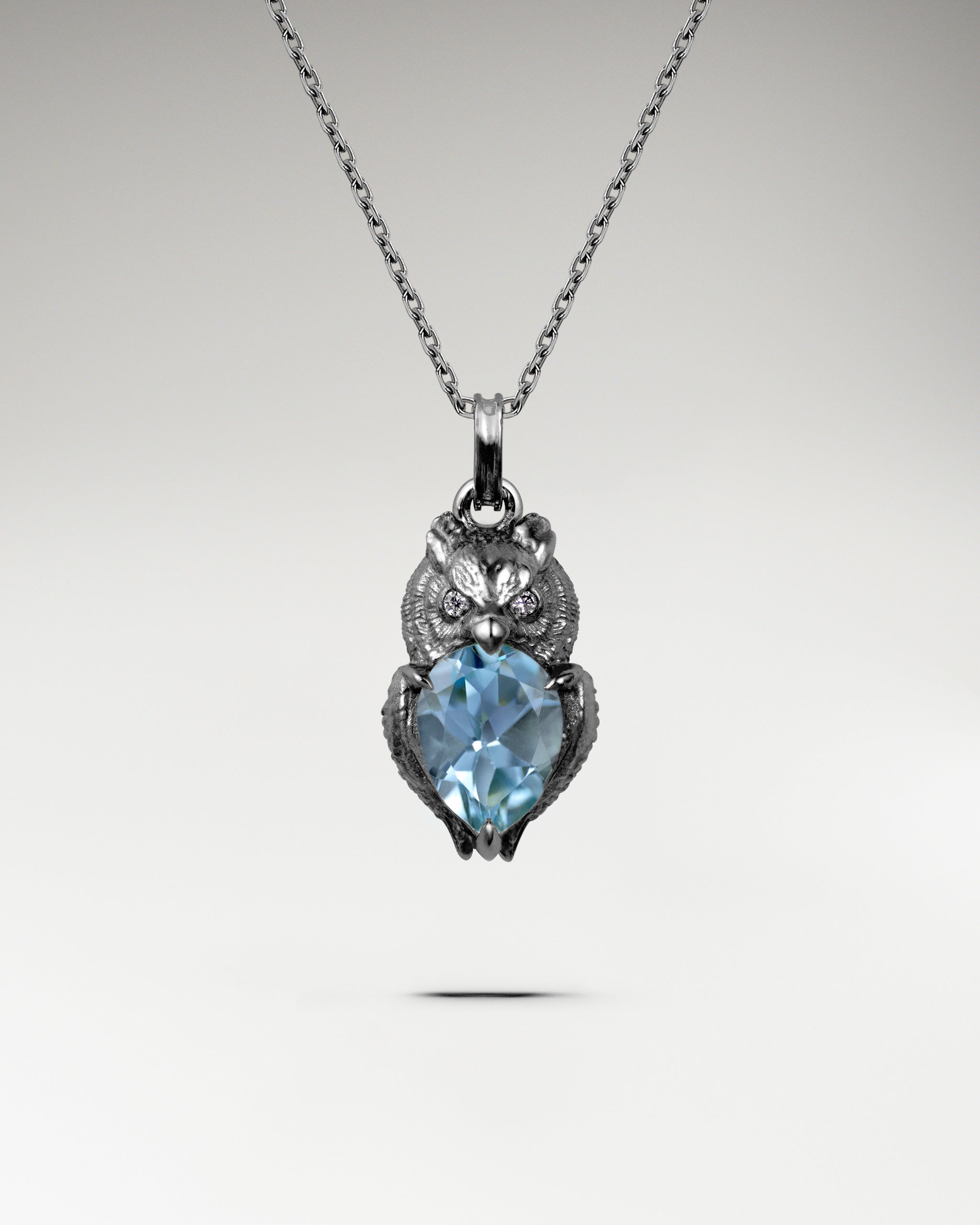 Wisdom Owl Necklace In Sterling Silver With Topaz