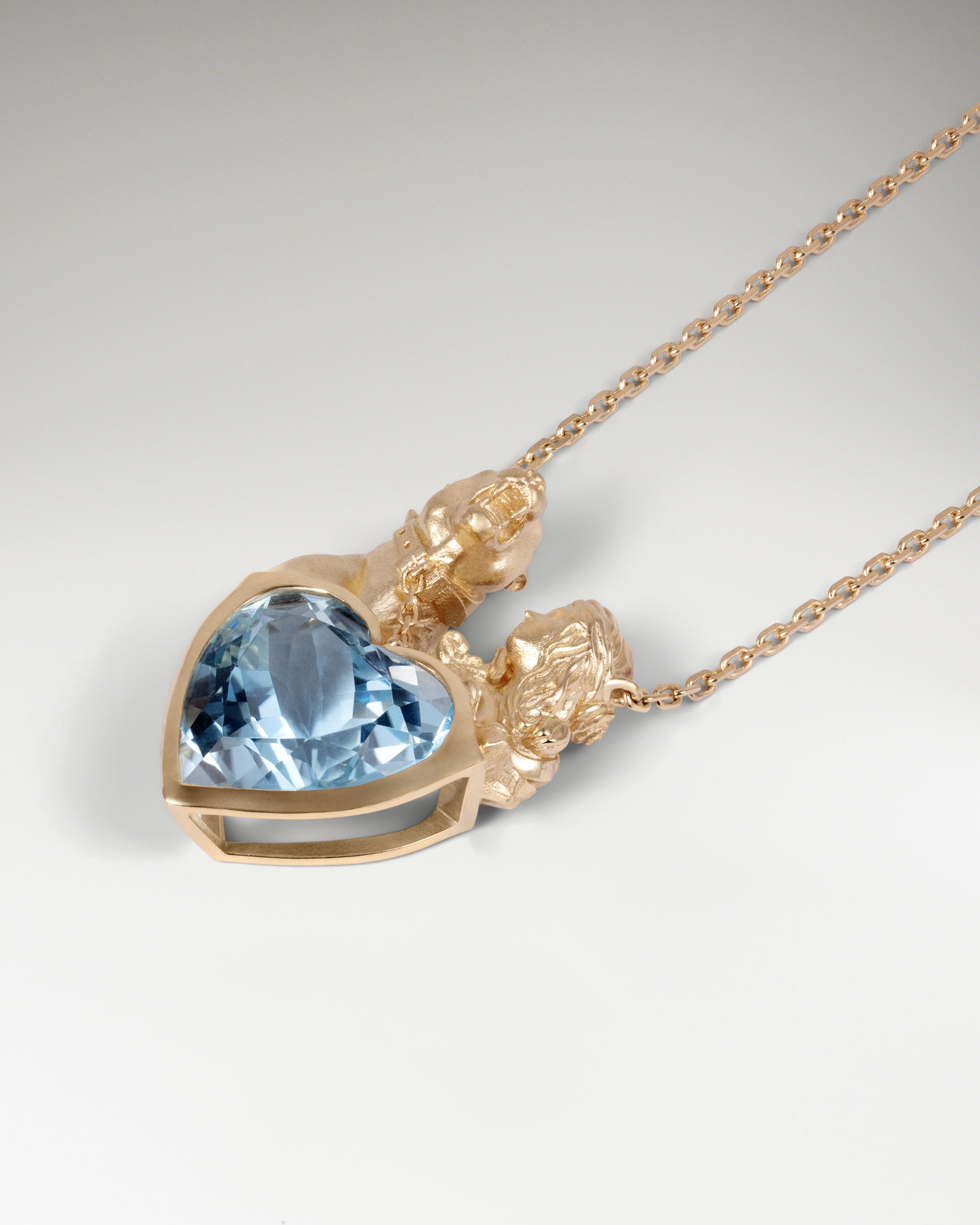 Heart of Duality Necklace In Gold With Sky Blue Topaz