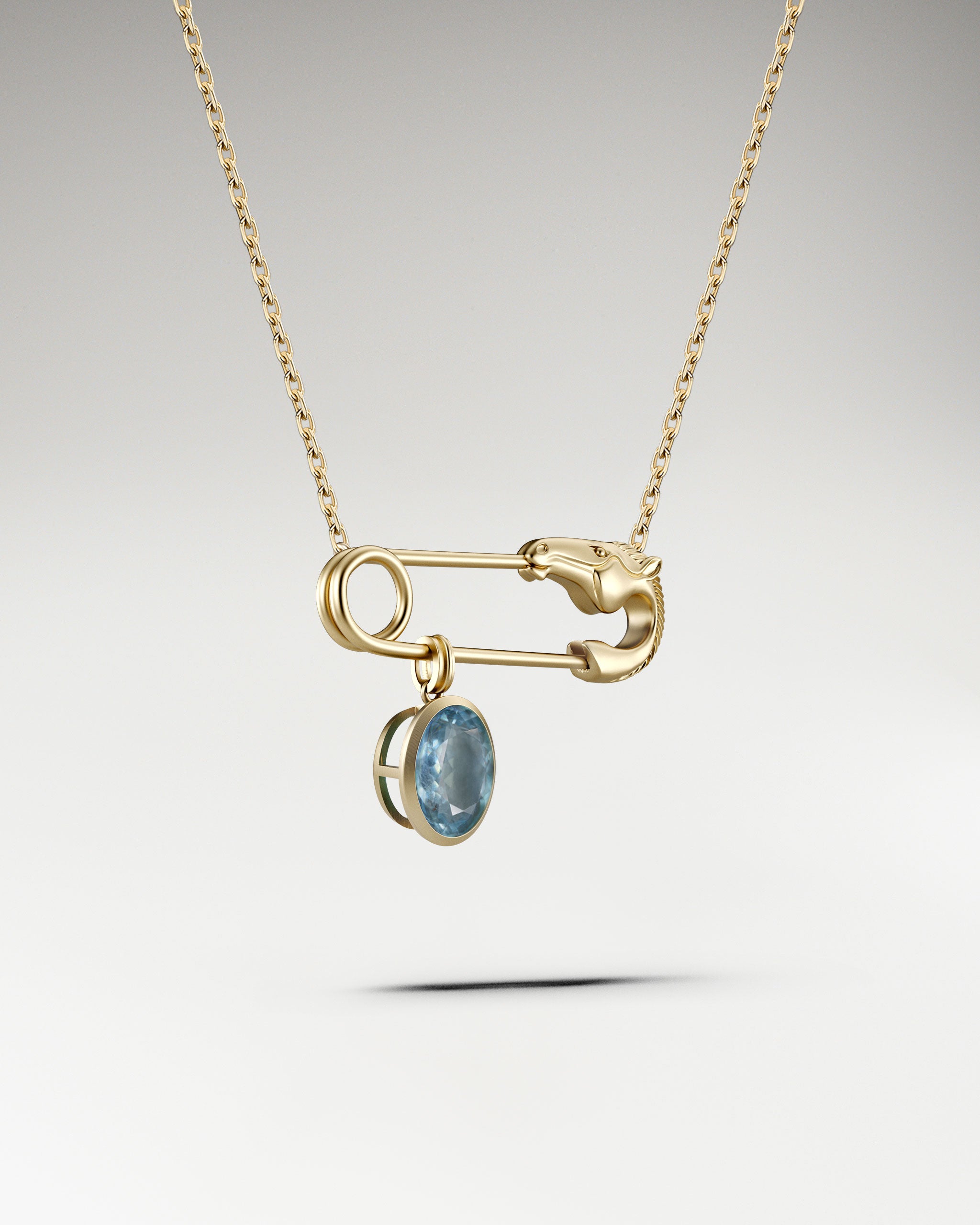 Pendentif Équitation en argent sterling avec topaze