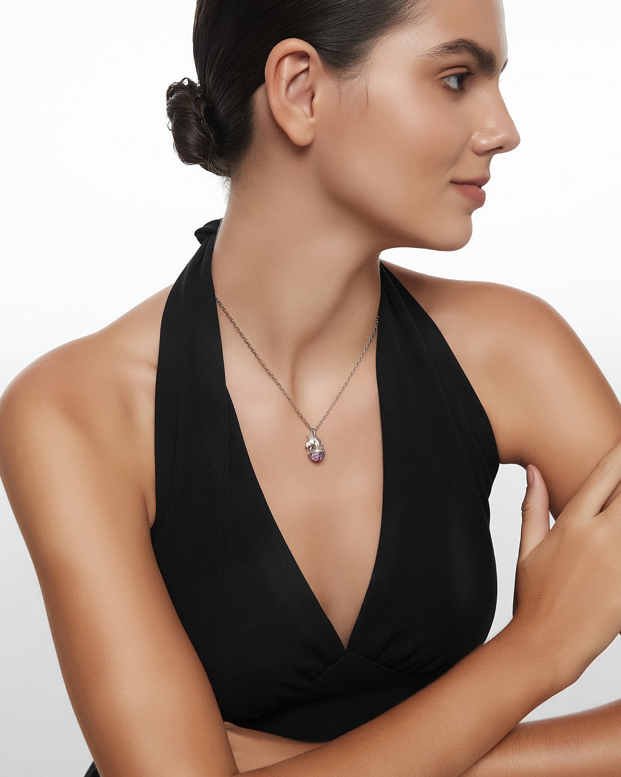 Ciondolo Monokeros In Argento Sterling Con Ametista O Prehnite