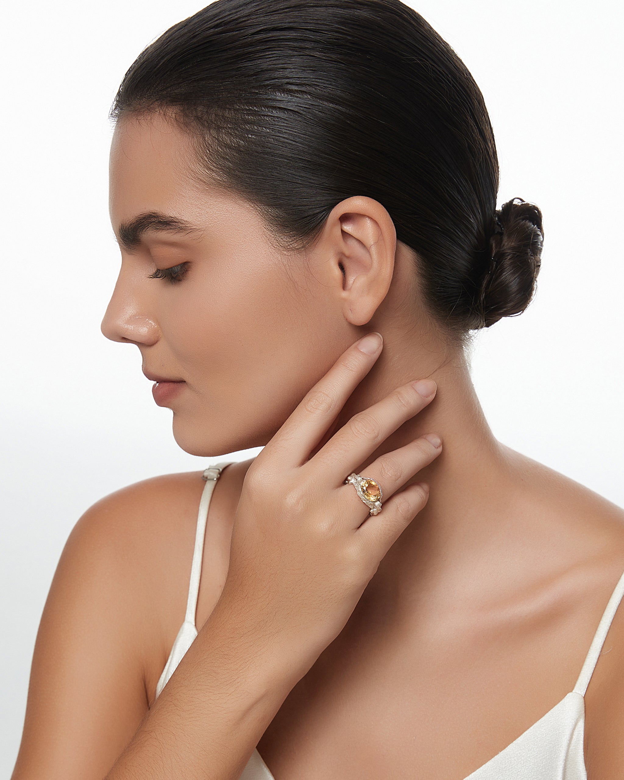 Great Angel Ring In Sterling Silver With Citrine