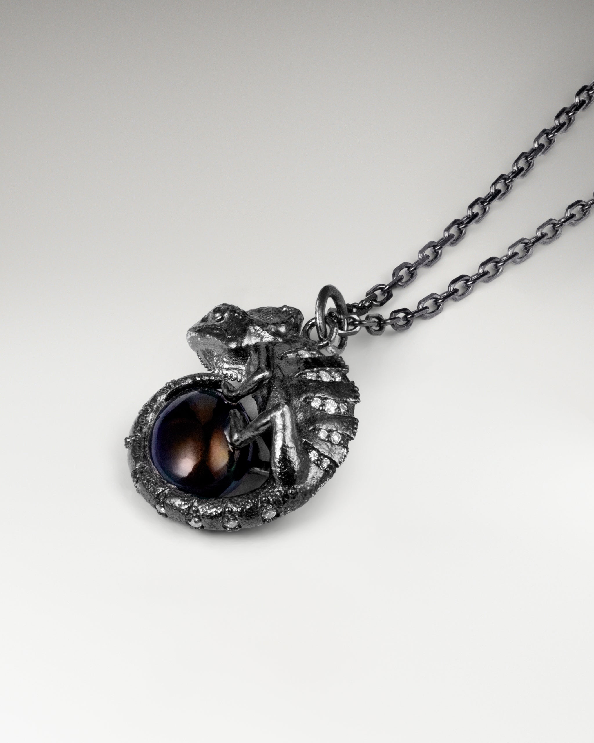 Chameleon’s Embrace Pendant In Sterling Silver With Opal