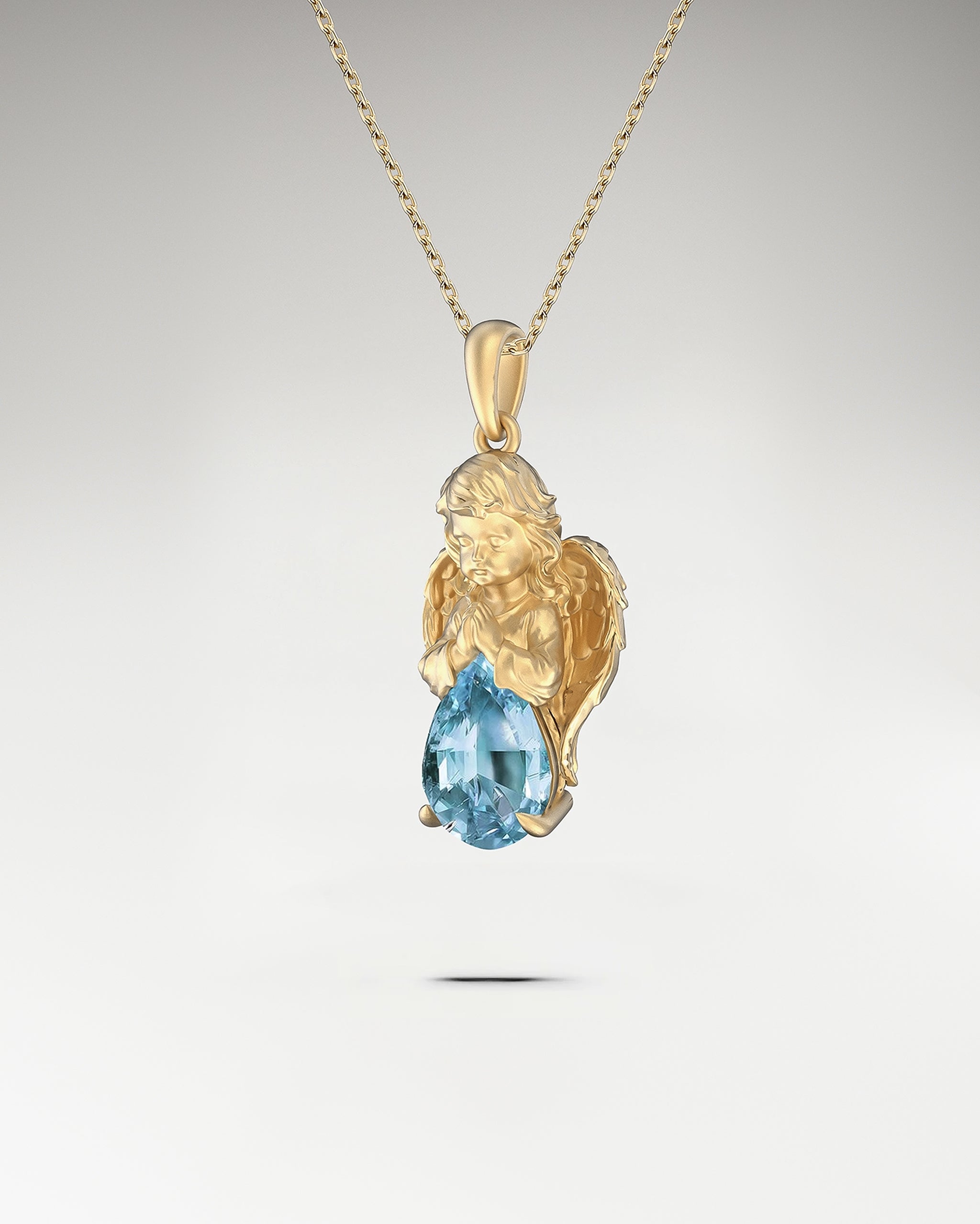 Cupid Pendant Necklace In Gold Vermeil With Topaz