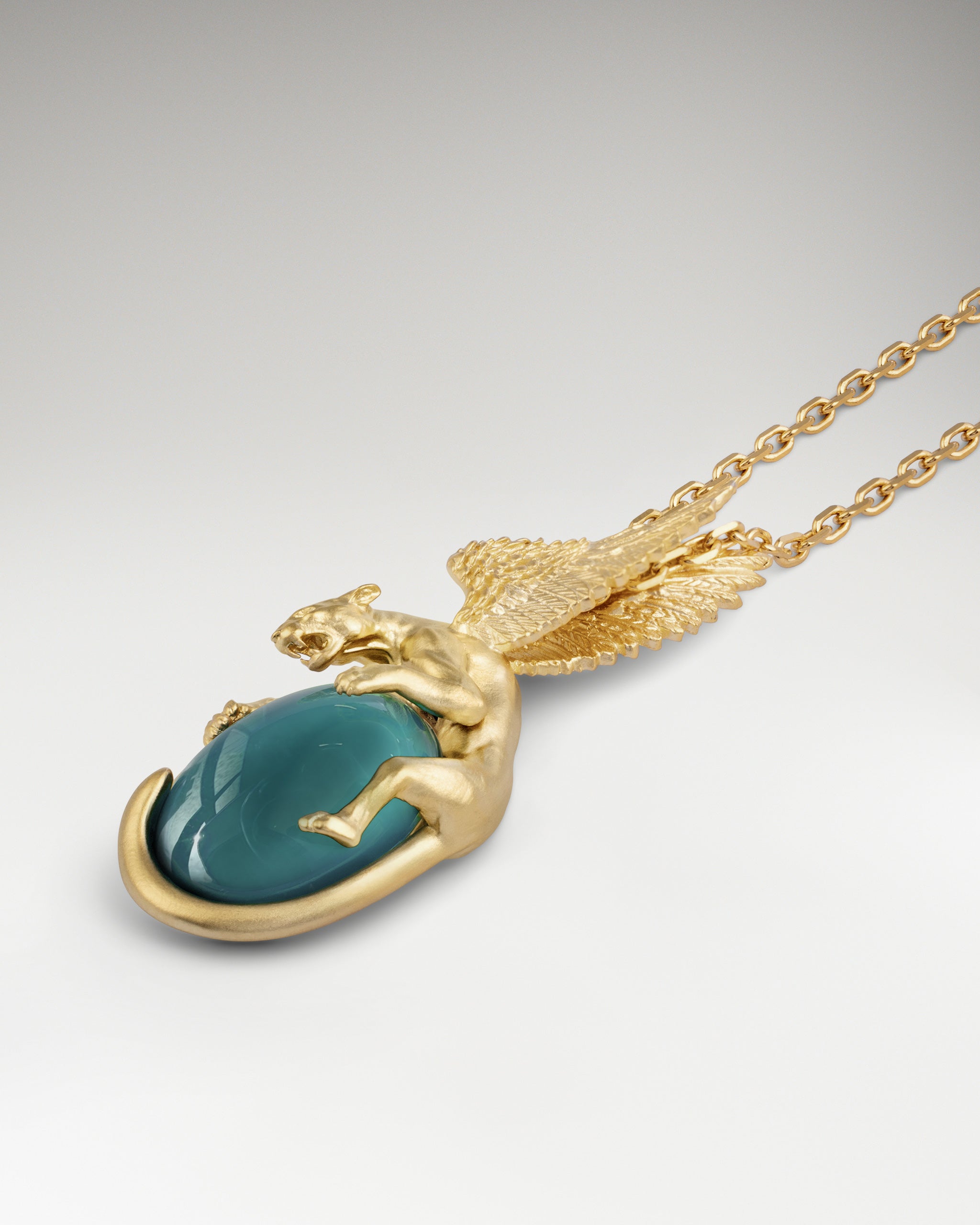 Winged Leopard Pendant In Gold Vermeil