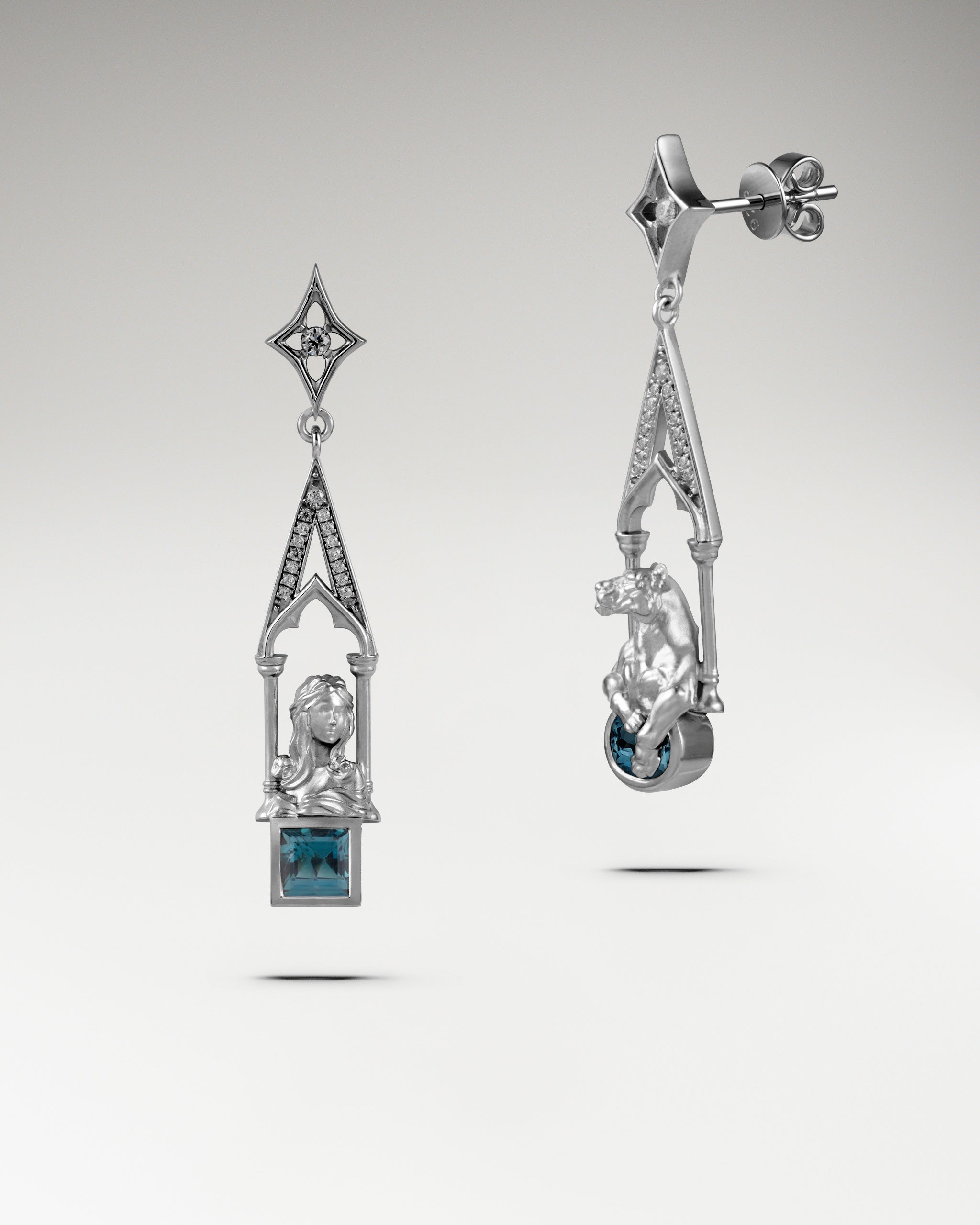 Nocturnal Grace Earrings In Sterling Silver With Topaz