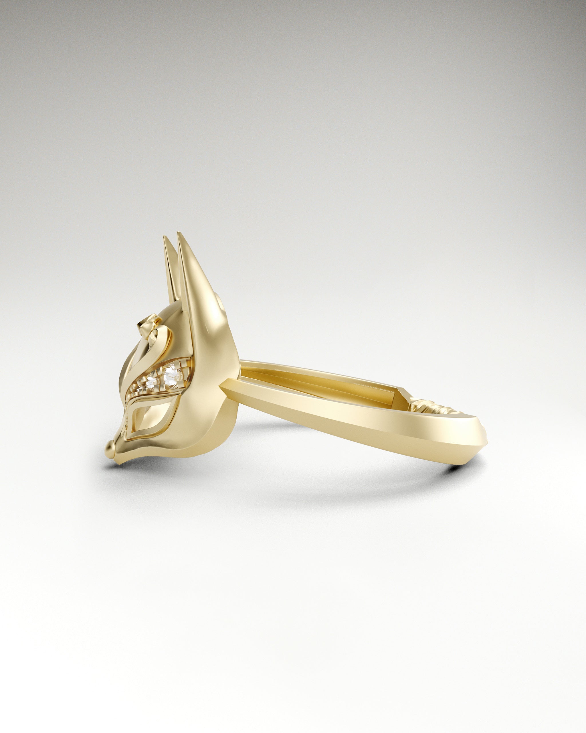 Kitsune Mask Ring In Sterling Silver