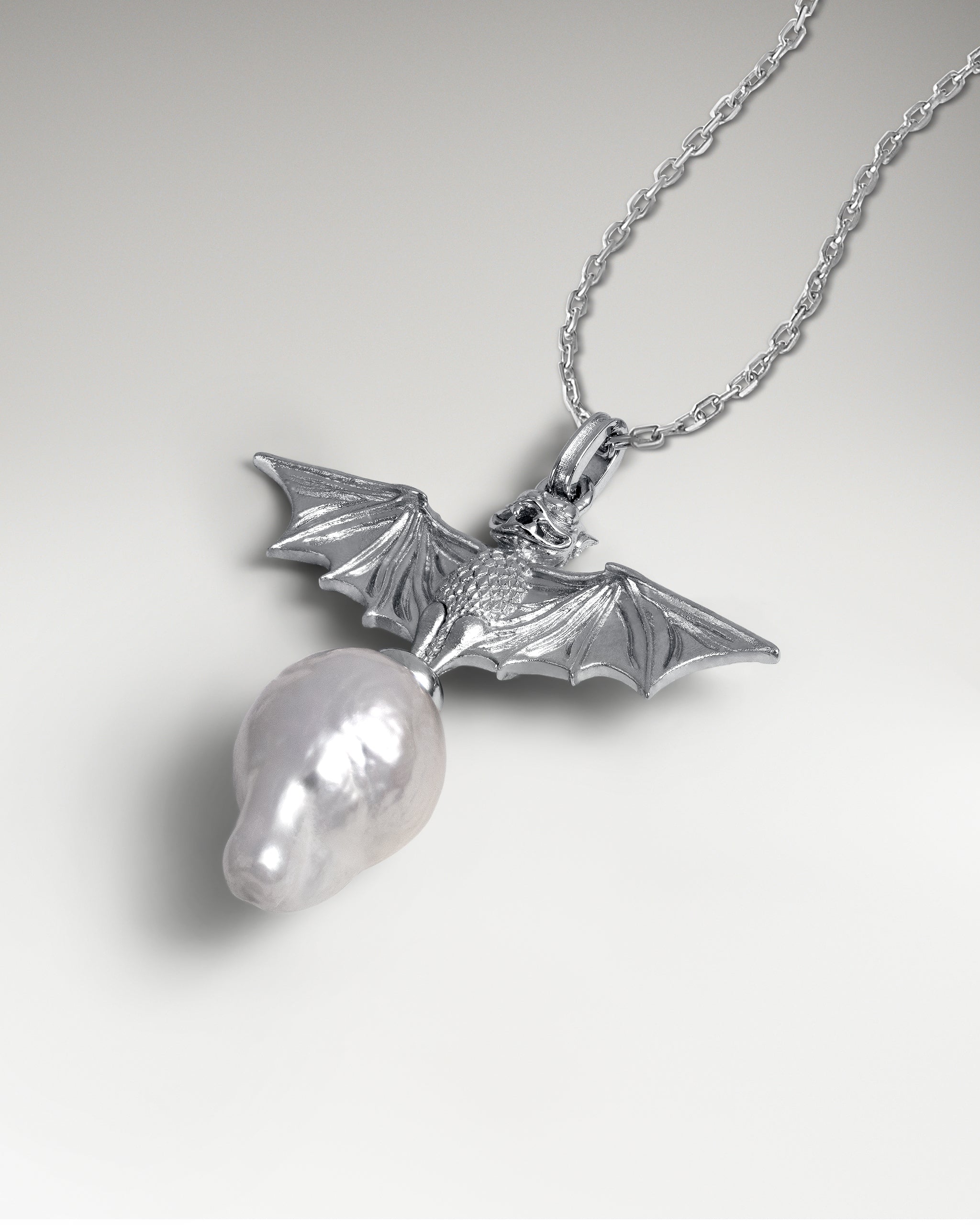 Batroque Pendant Necklace In Gold Vermeil With Pearl