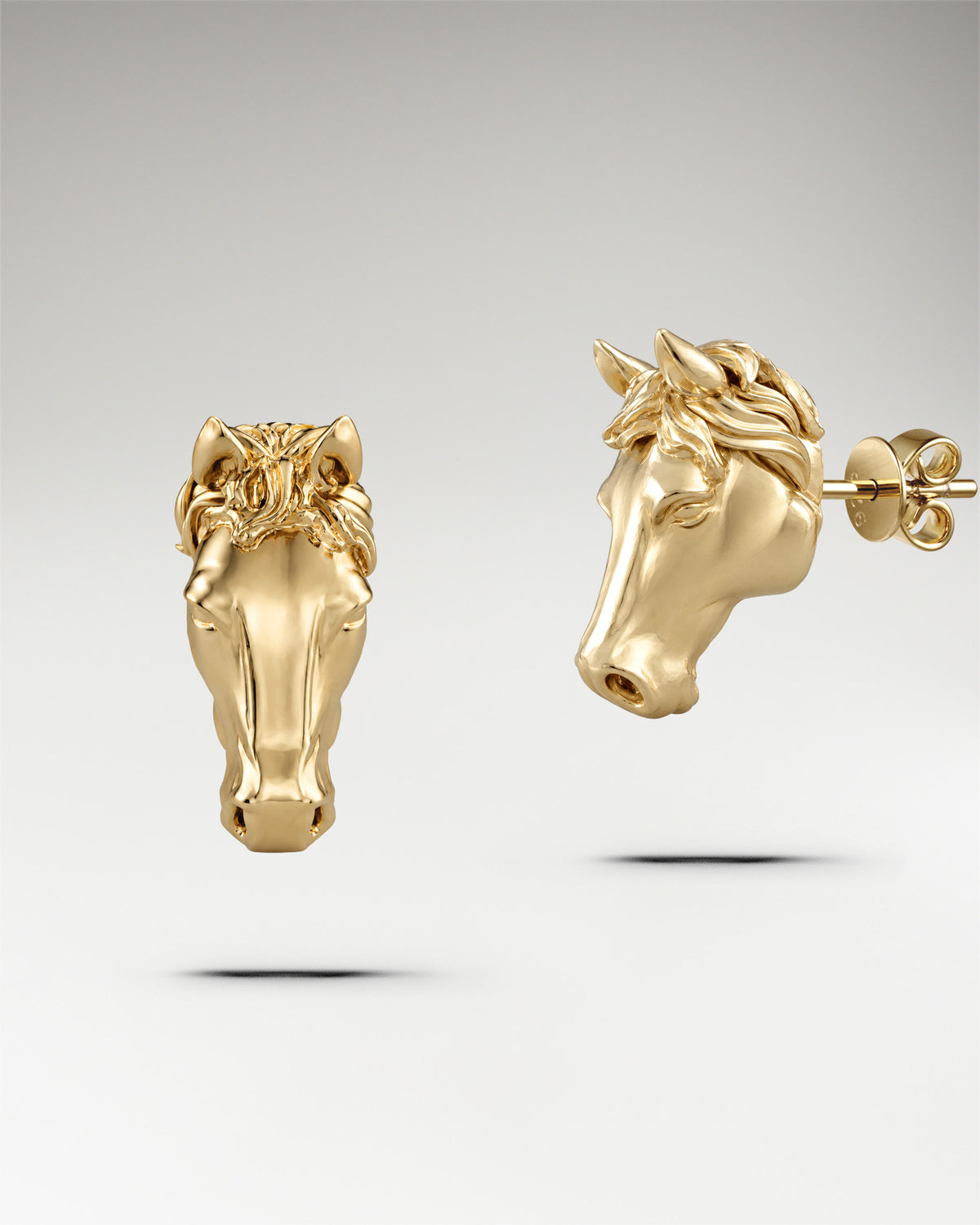 Pendientes de cabeza de caballo esculpida en plata de ley
