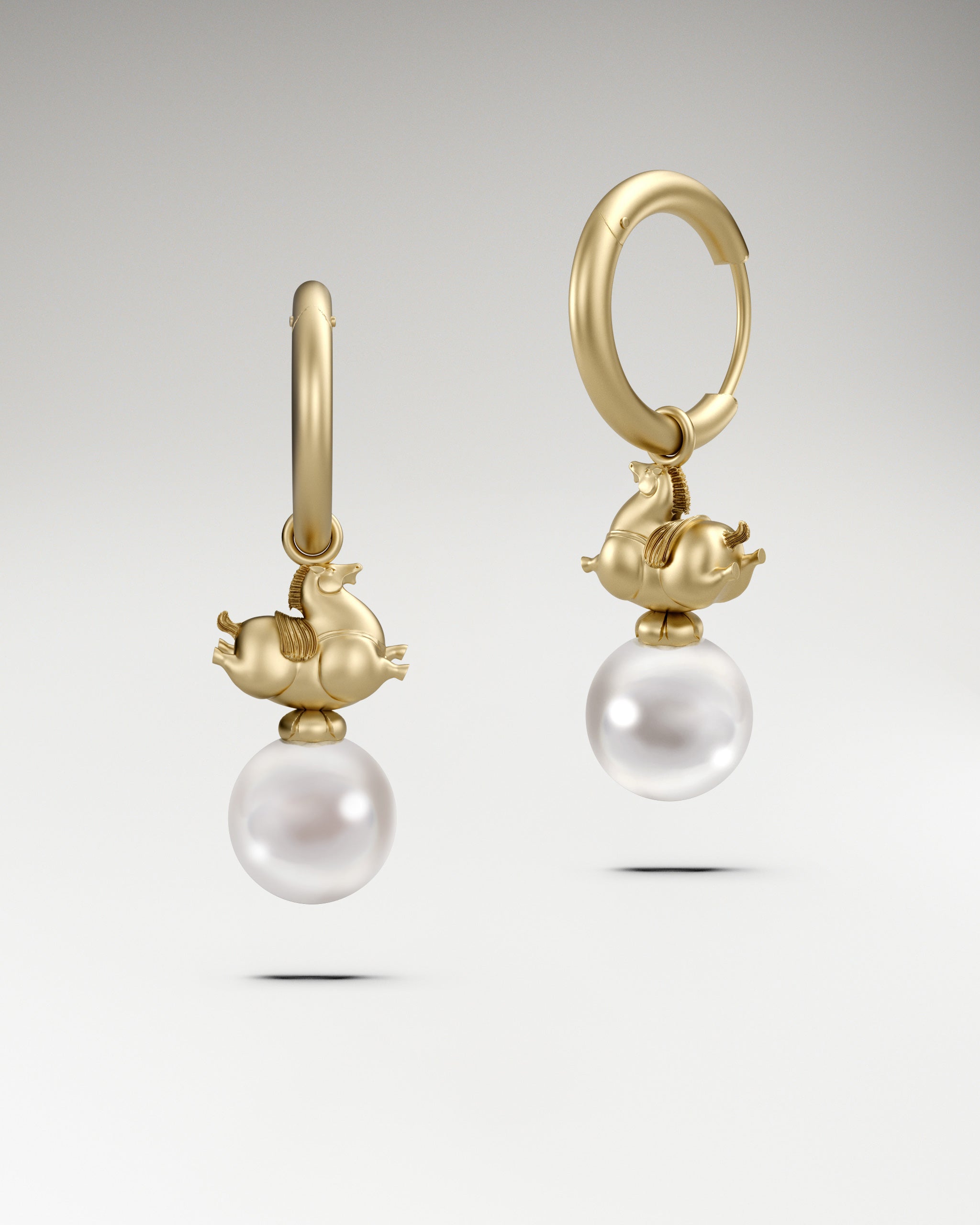 Whimsical Pony Earrings In Sterling Silver With Pearls