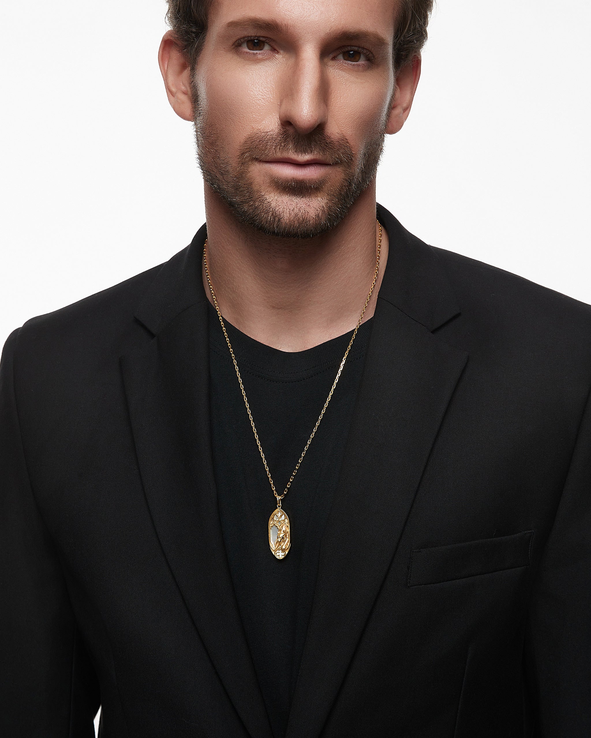 Dusk Guardian-Halskette aus Sterlingsilber mit schwarzem Perlmutt