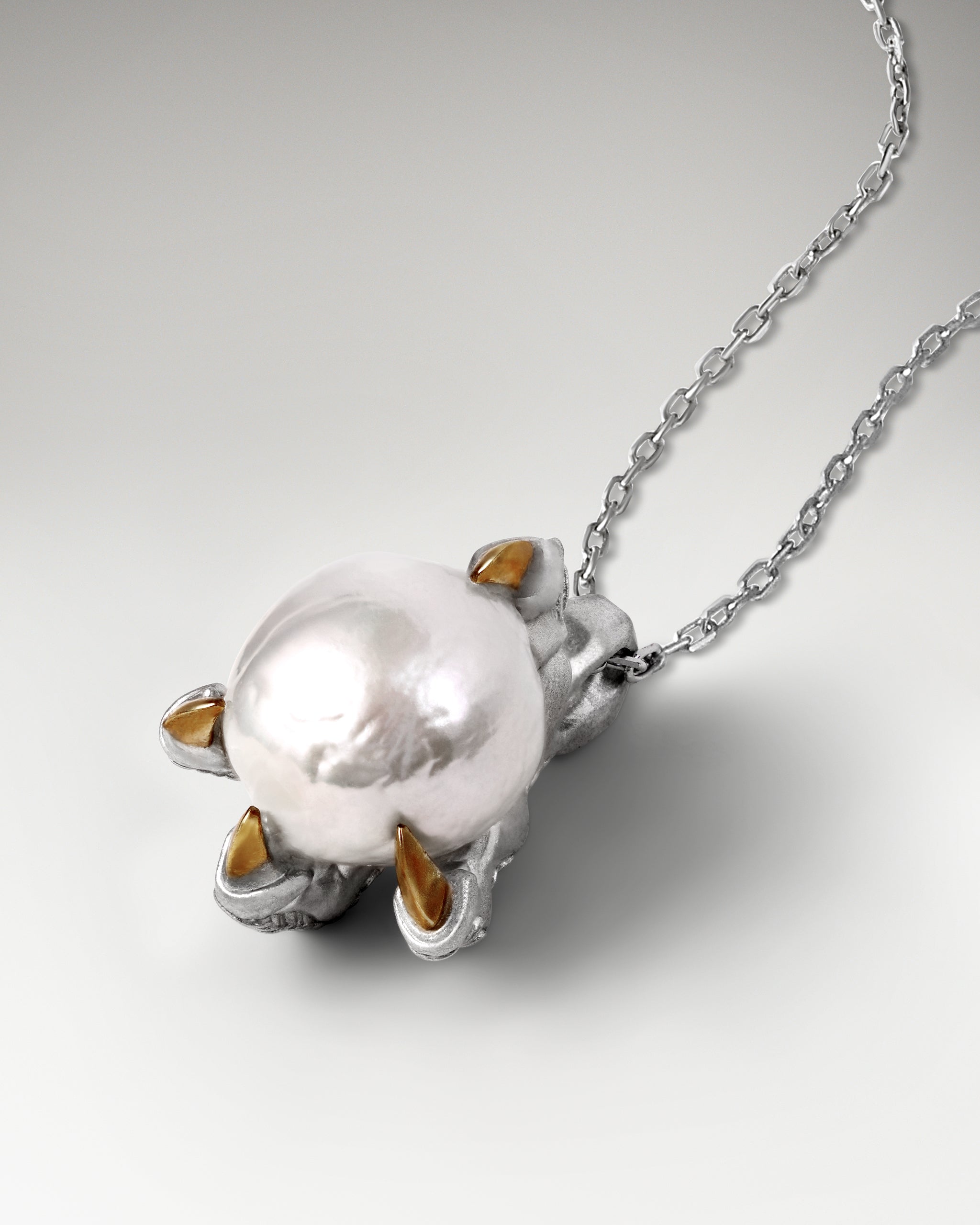 Eagle Talons Pendant Necklace In Gold Vermeil With Pearl