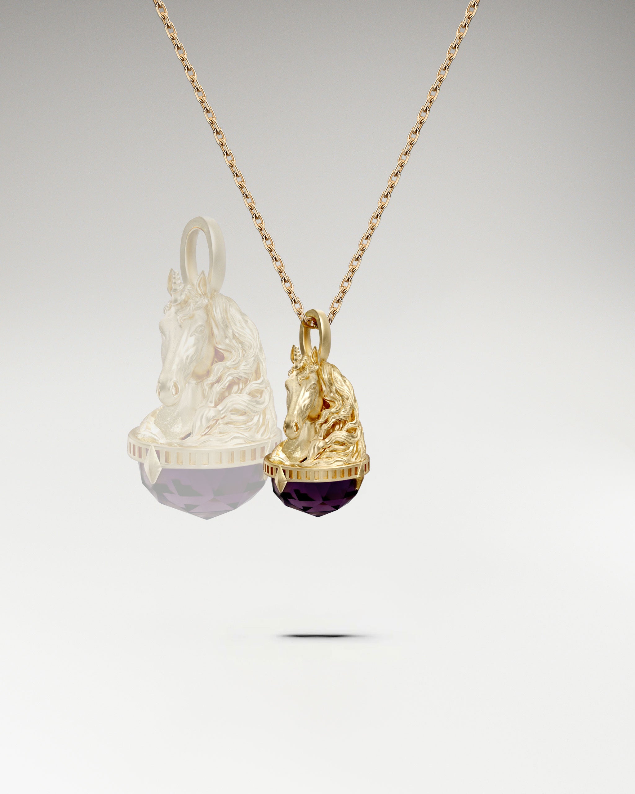 Monokeros Mini Pendant In Sterling Silver With Amethyst