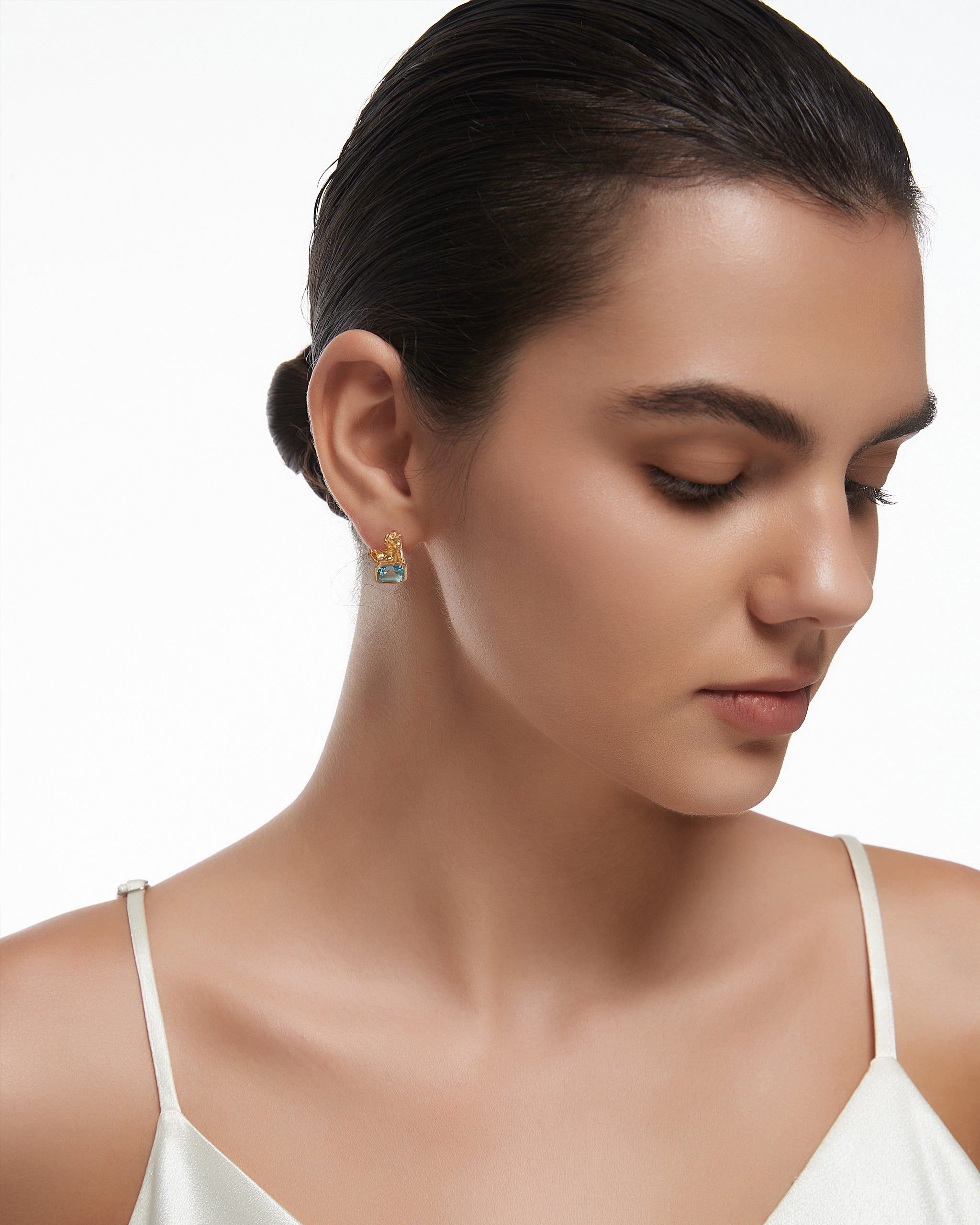 Amor-Ohrhänger aus Sterlingsilber mit Topas