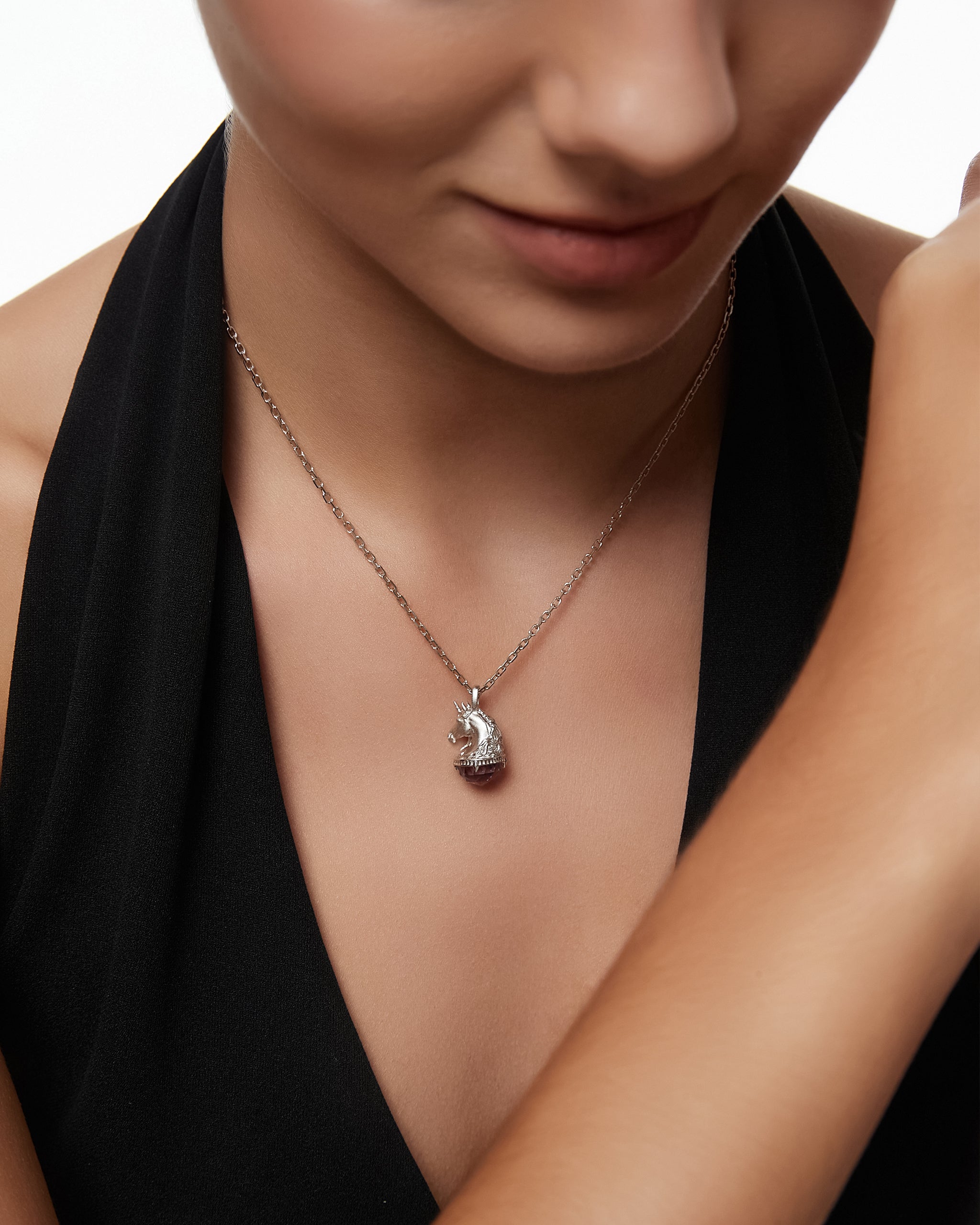 Ciondolo Monokeros In Argento Sterling Con Ametista O Prehnite