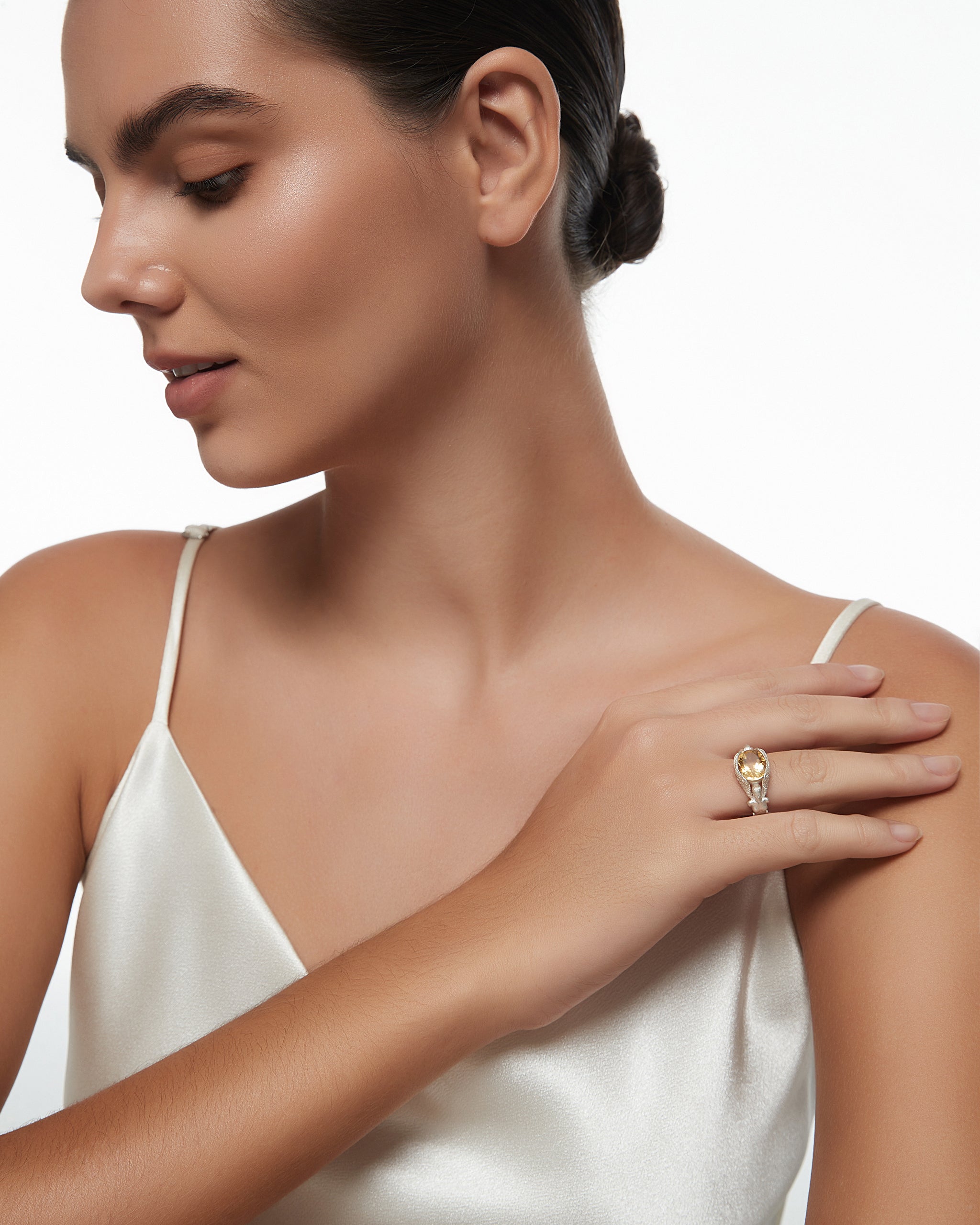 Great Angel Ring In Sterling Silver With Citrine