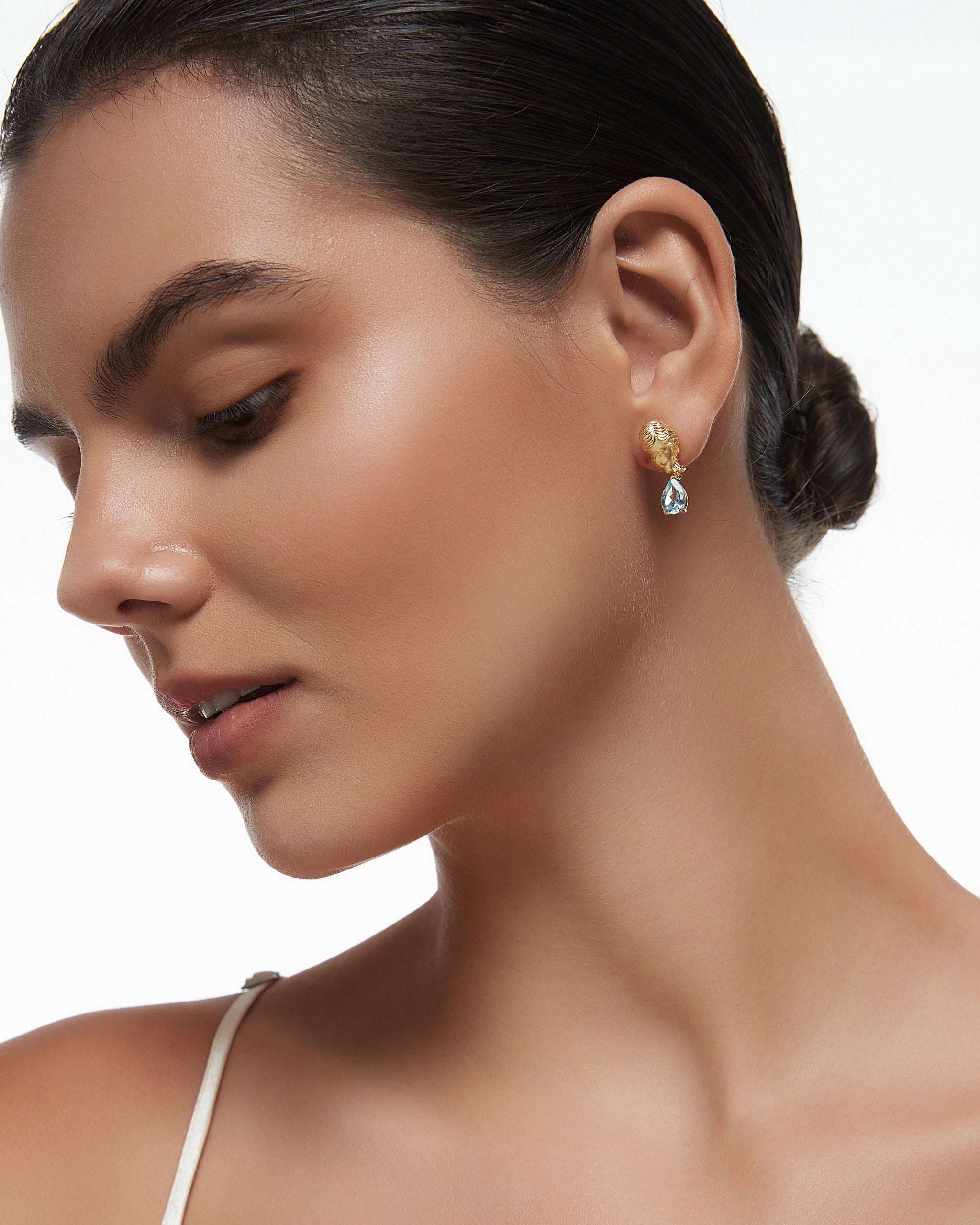 Cupid Dangle Earrings In Gold Vermeil With Topaz