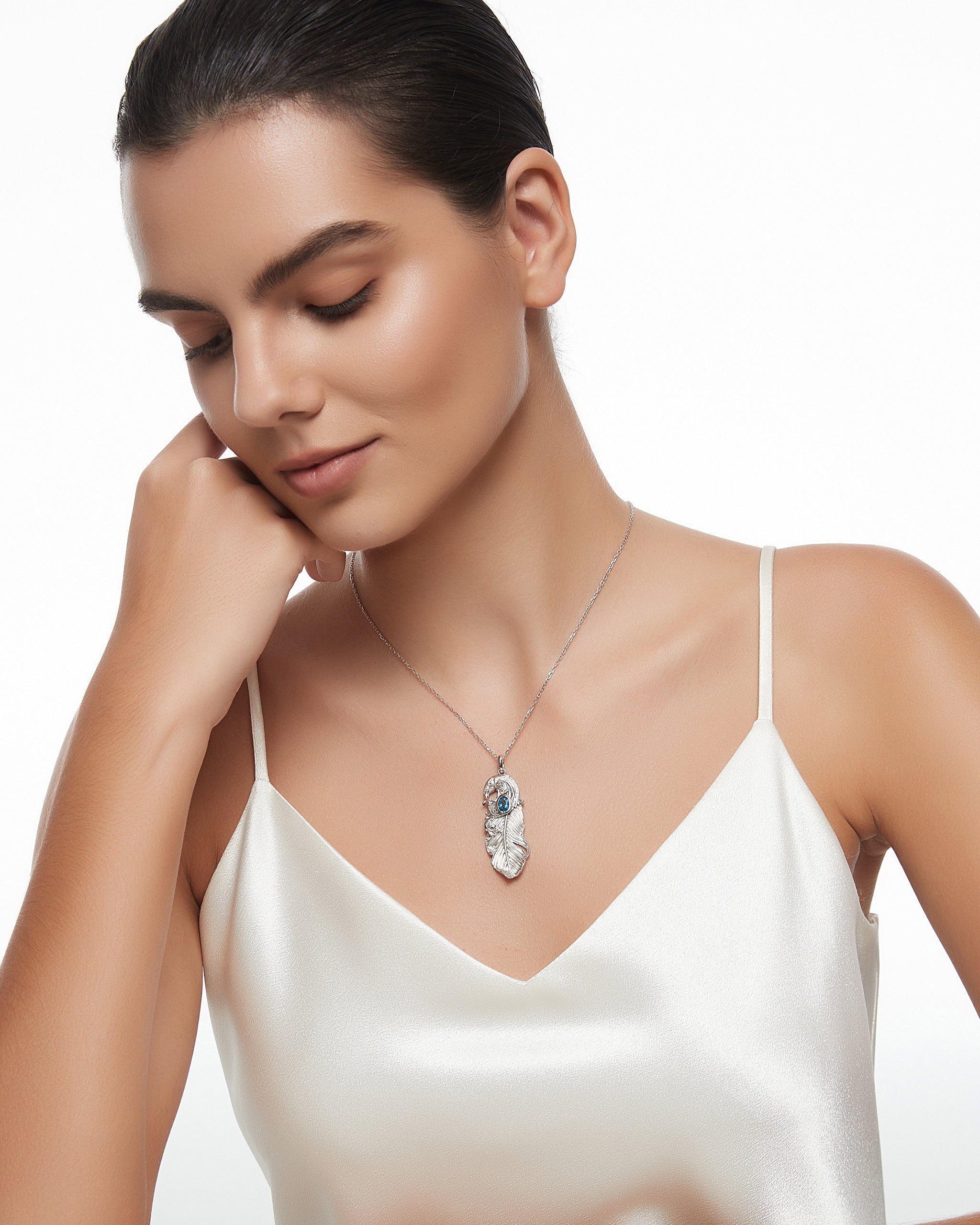 Indigenous Meets Baroque Pendant Necklace In Sterling Silver With Blue Topaz (Special Offer)