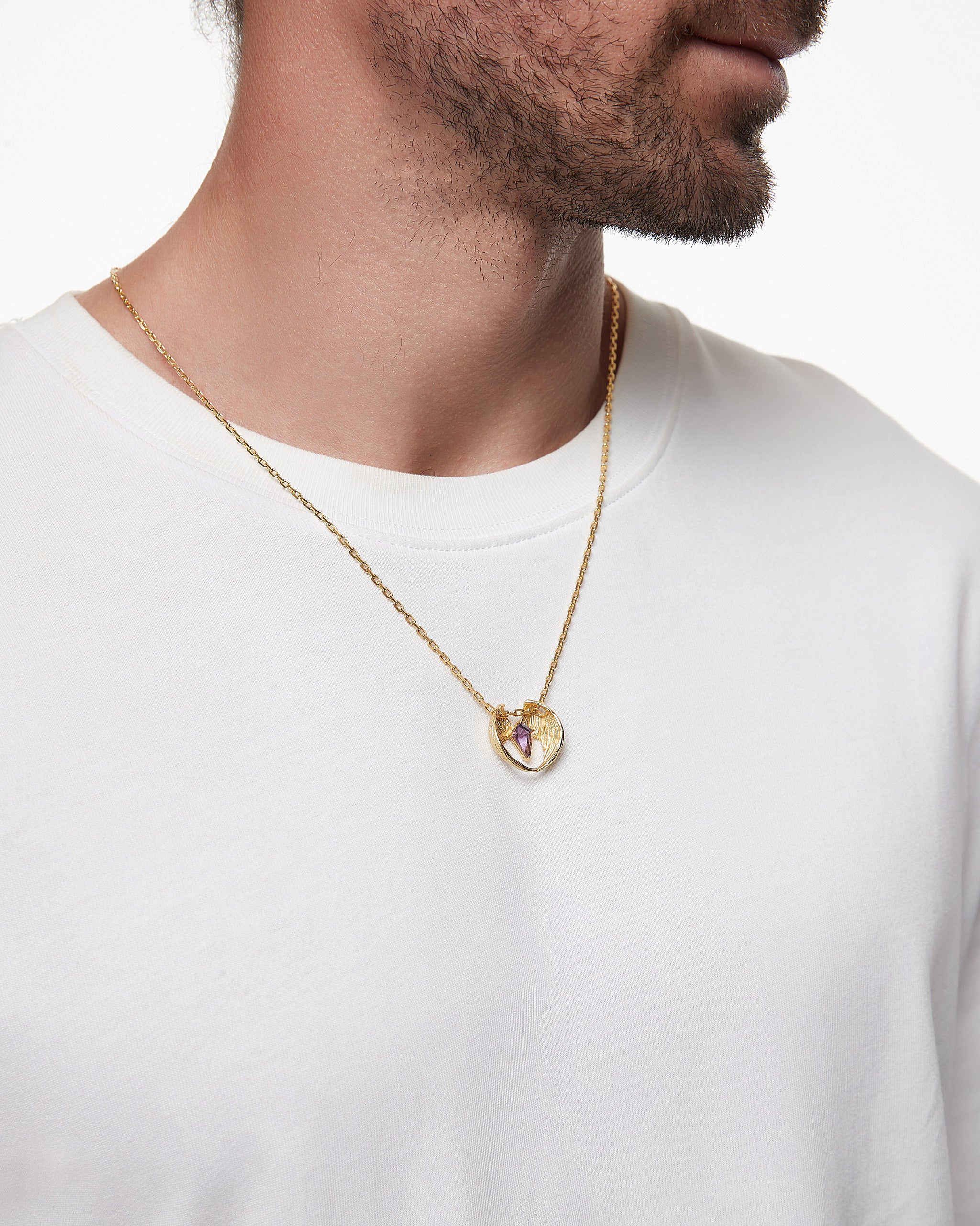 Colgante Alas De Caballero En Plata De Ley Con Amatista