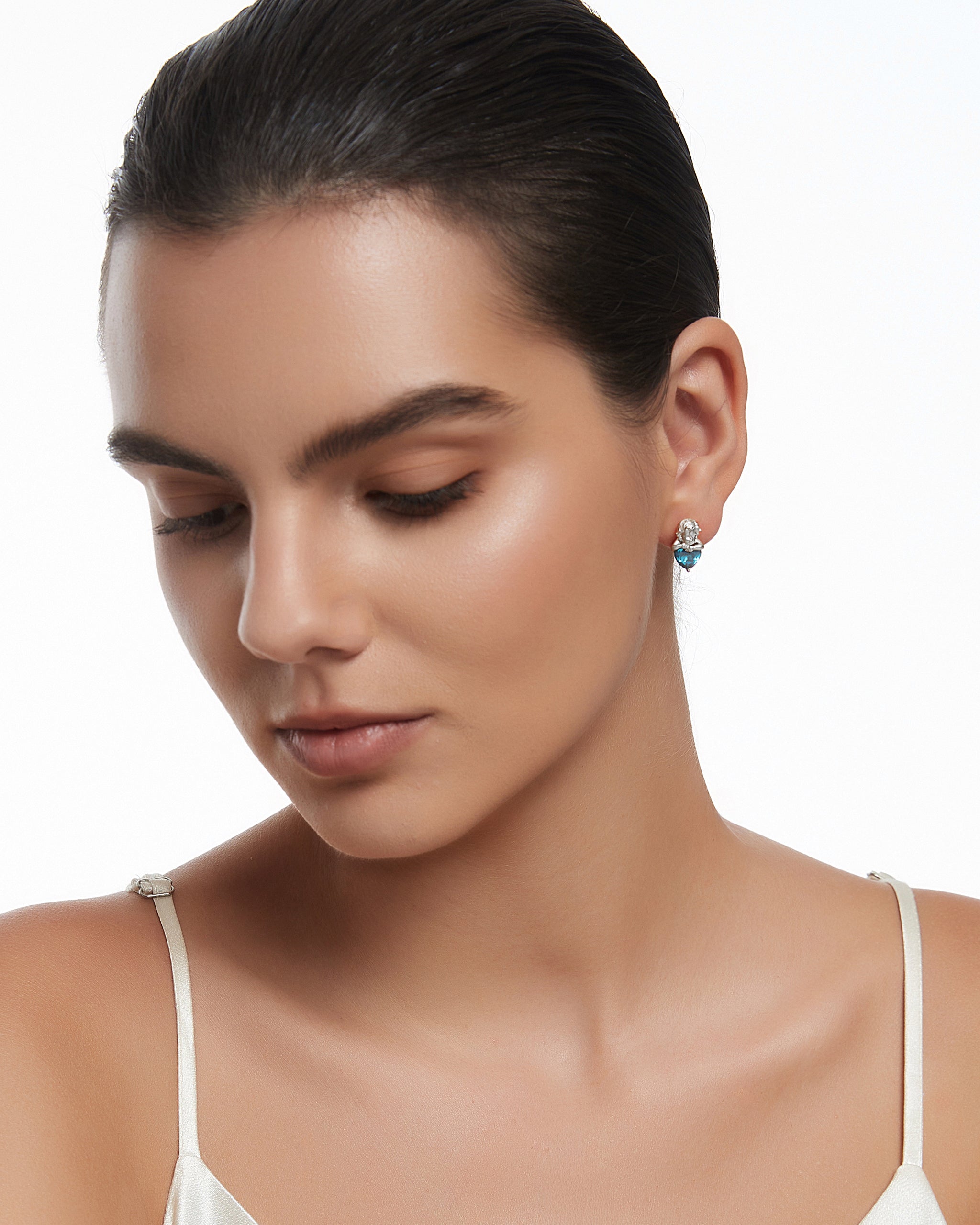 Amor-Ohrhänger aus Sterlingsilber mit Topas