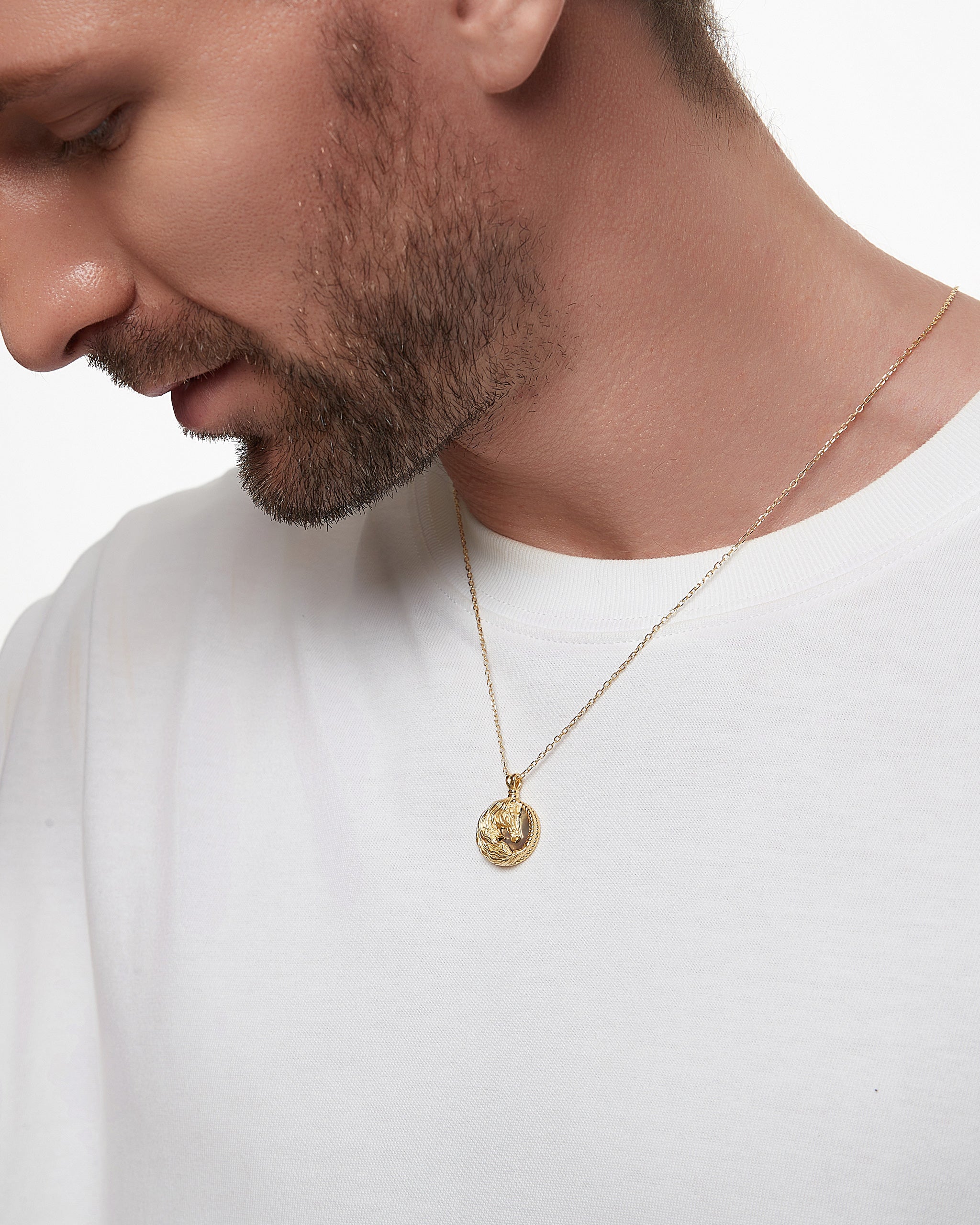 Colgante de escultura de caballo en plata de ley con lapislázuli