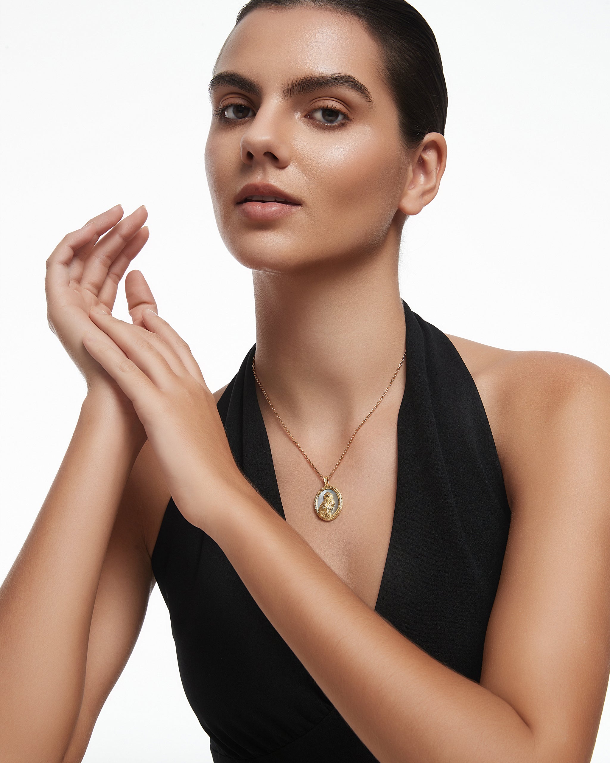 Collar de elfo del bosque en plata de ley con nácar negro