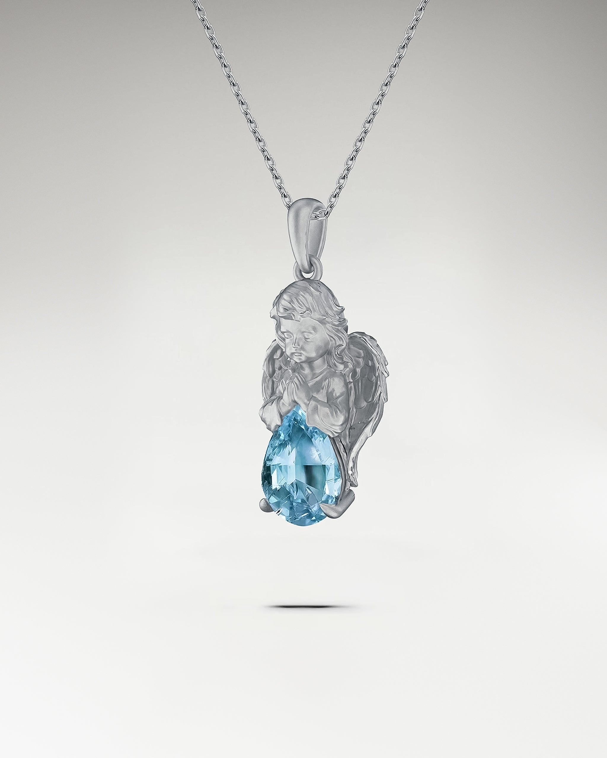 Cupid Pendant Necklace In Gold Vermeil With Topaz