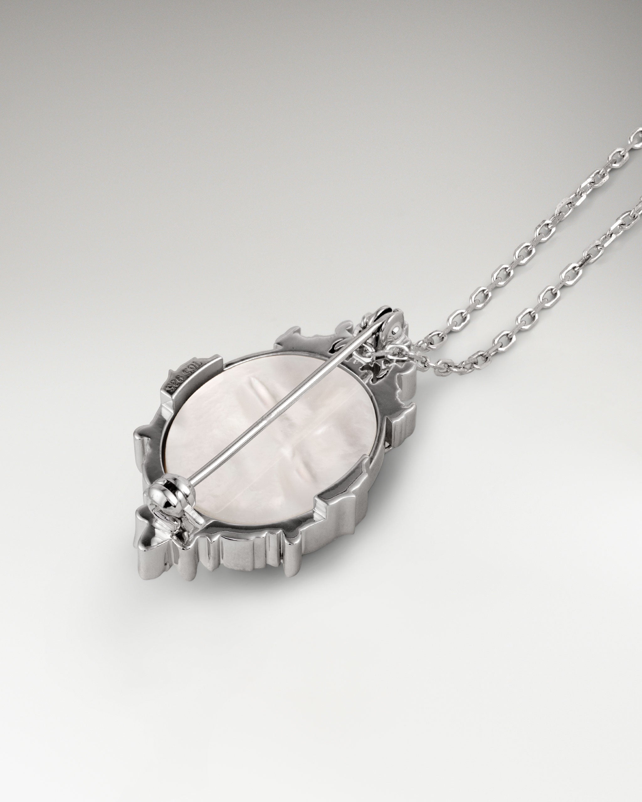 Stag Filigree Necklace / Brooch In Sterling Silver With Nacre